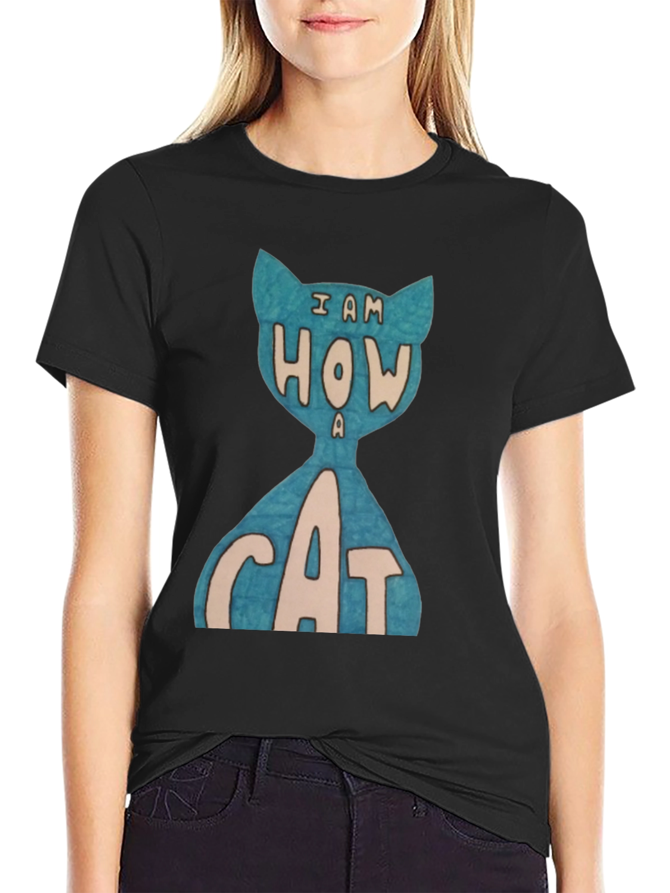 Black I Am How A Cat T-Shirt - Unique Graphic Tee view 2