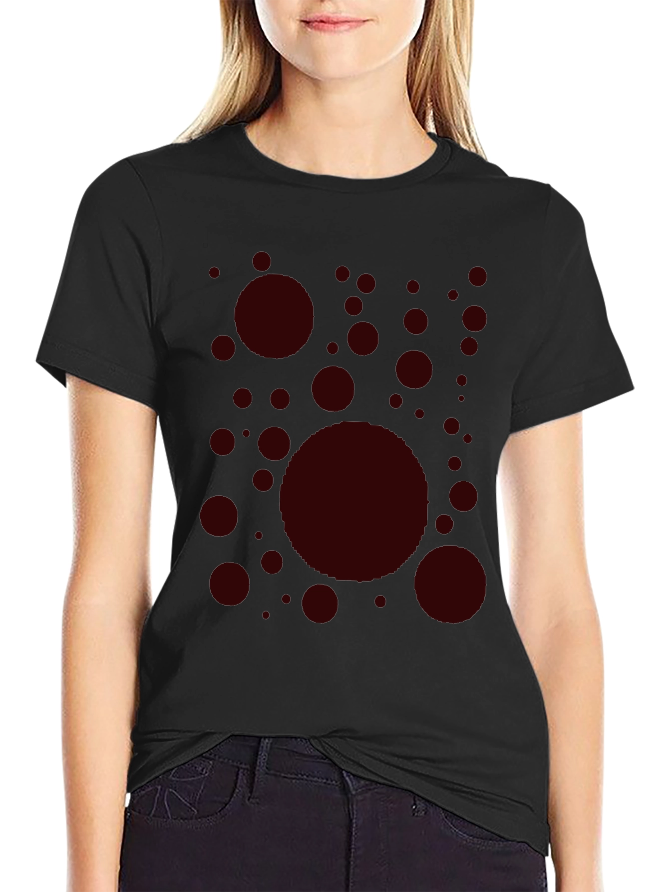 Black Modern Circle Pattern Tee - Casual Style view 2