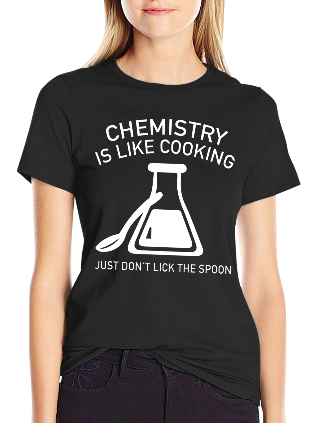 Black Chemistry is Like Cooking T-Shirt - Don't Lick the Spoon! view 2