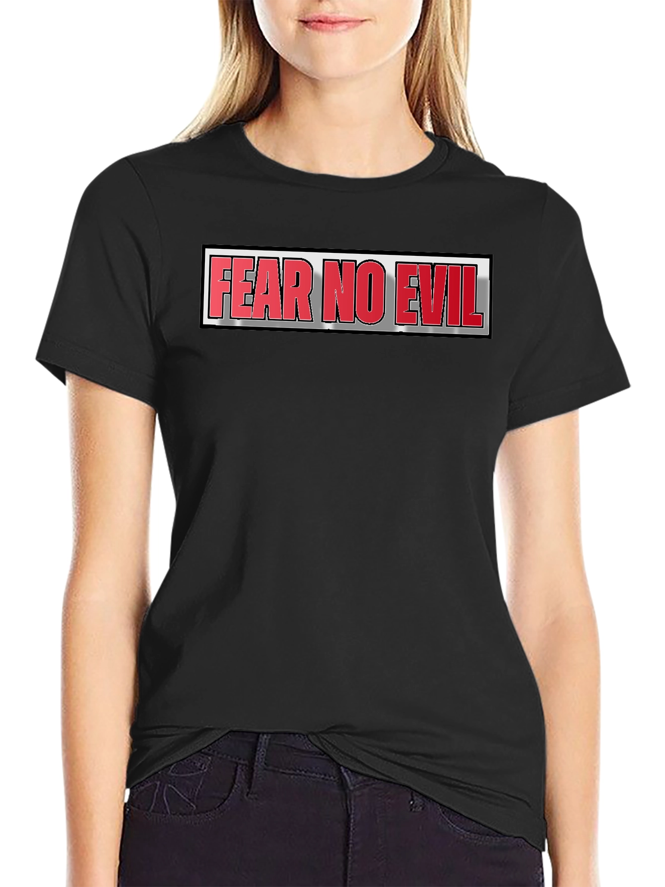 Black Fear No Evil Graphic T-Shirt - Bold Statement Tee view 2