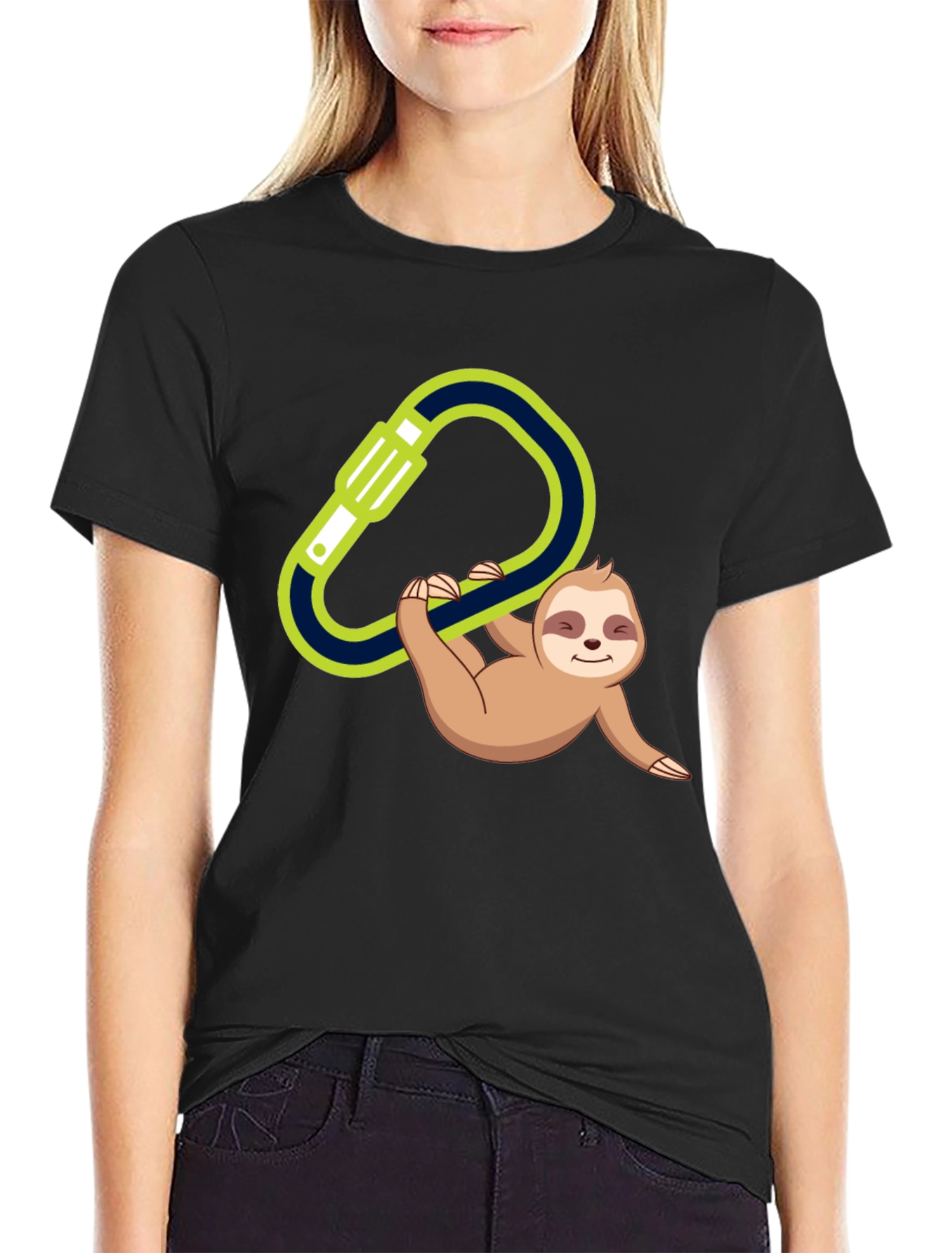 Black Climbing Sloth T-Shirt view 2