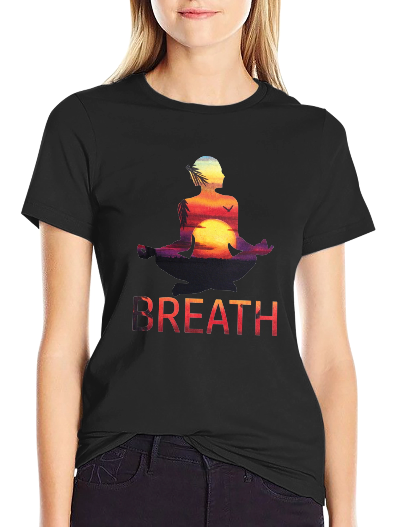 Black Zen Breath Meditation Graphic Tee view 2