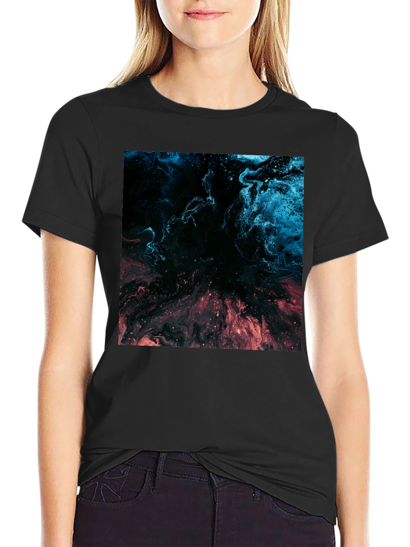 Black Abstract Nebula Graphic Black T-Shirt view 2