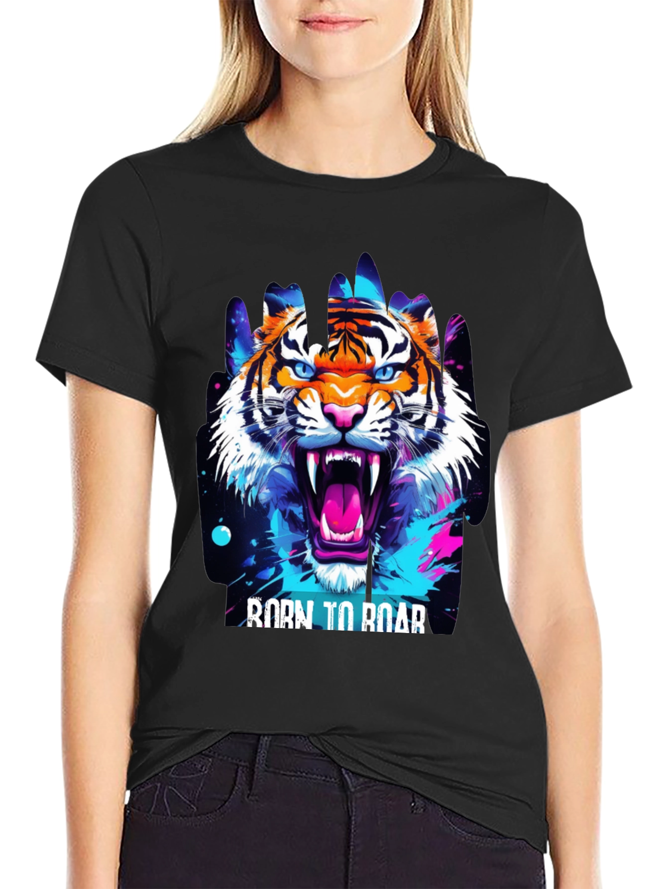 Black Born to Roar Graphic Tee view 2