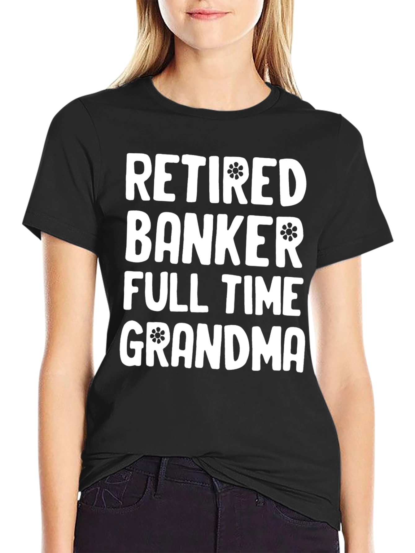 Black Retired Banker Full Time Grandma Graphic Tee view 2