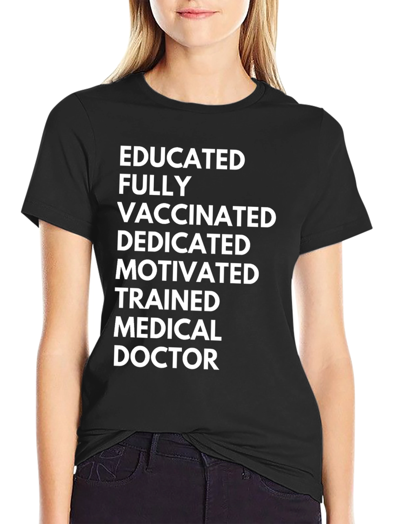 Black Educated & Vaccinated Medical Doctor T-Shirt view 2