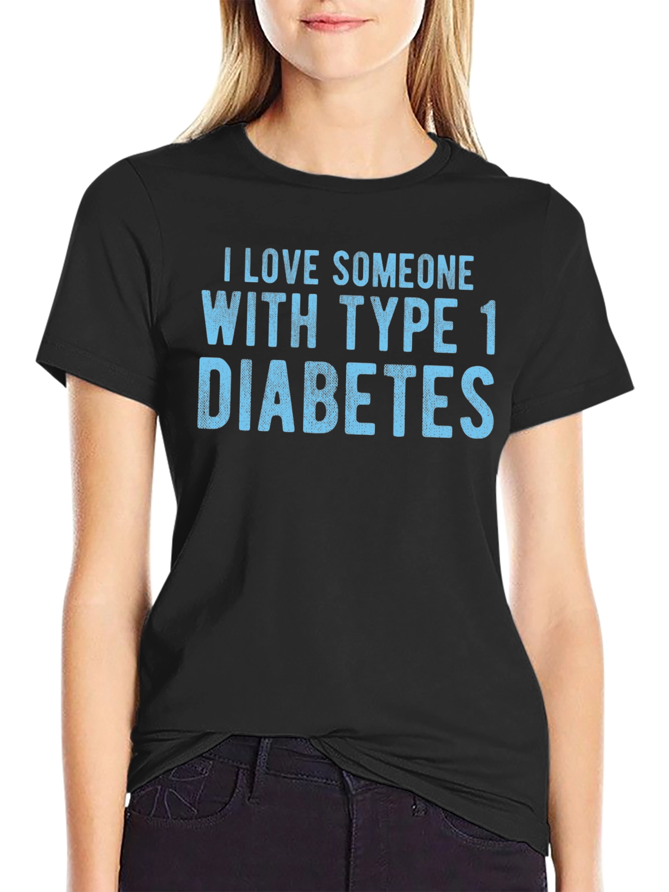 Black I Love Someone With Type 1 Diabetes T-Shirt view 2