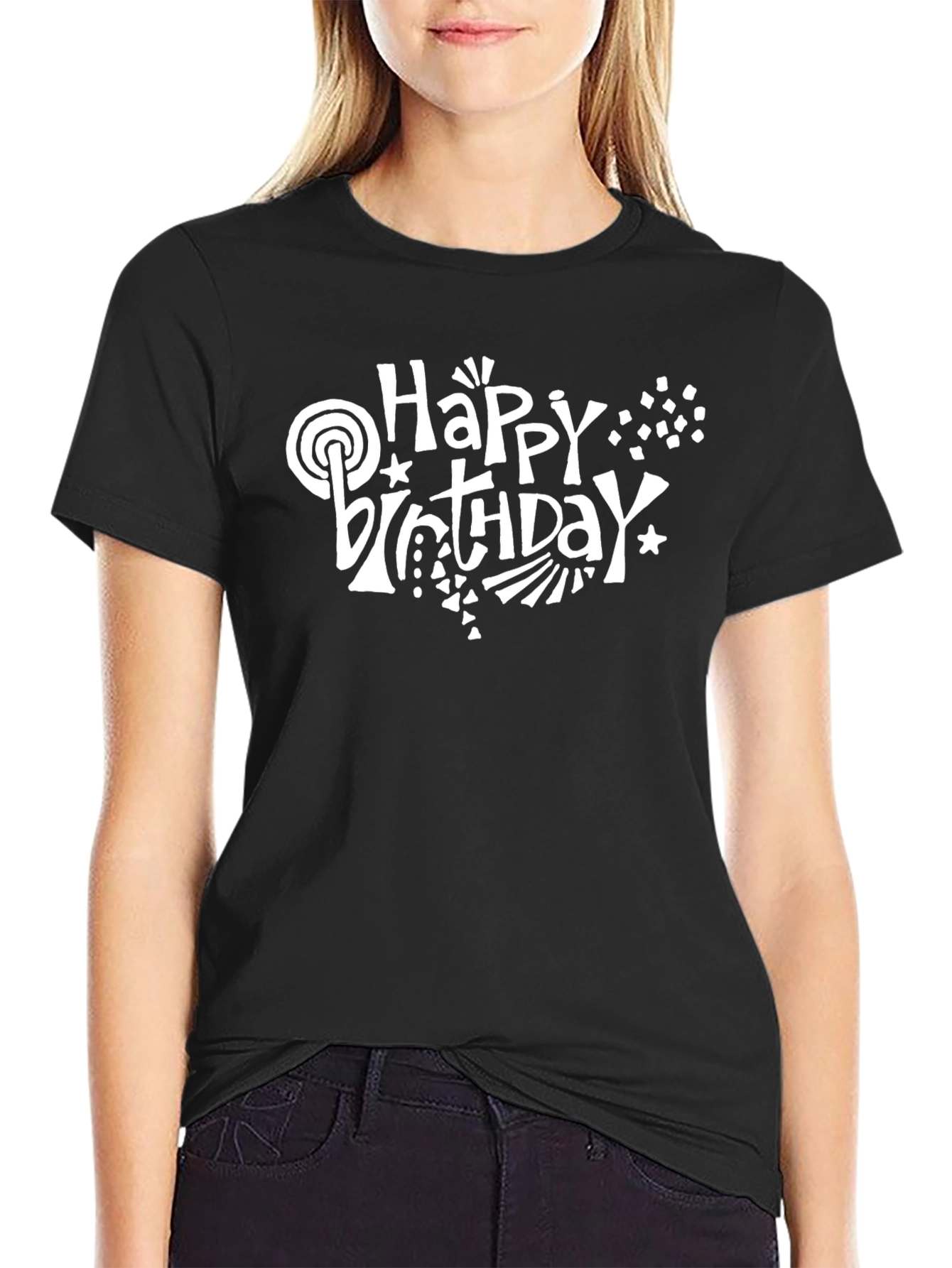 Black Happy Birthday Graphic T-Shirt - Soft Cotton Blend view 2