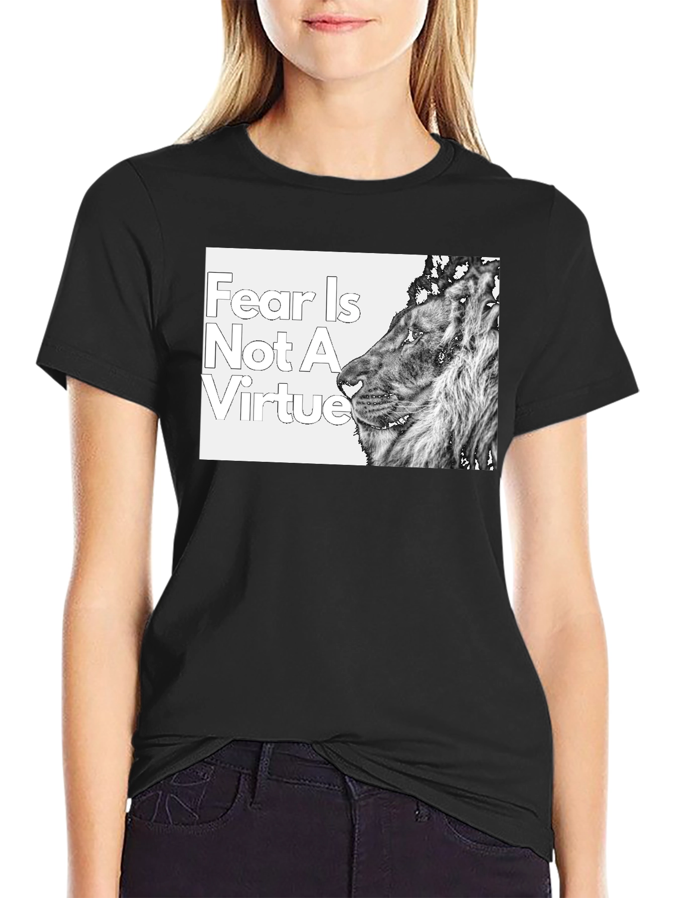 Black Fear is Not a Virtue Lion T-Shirt view 2