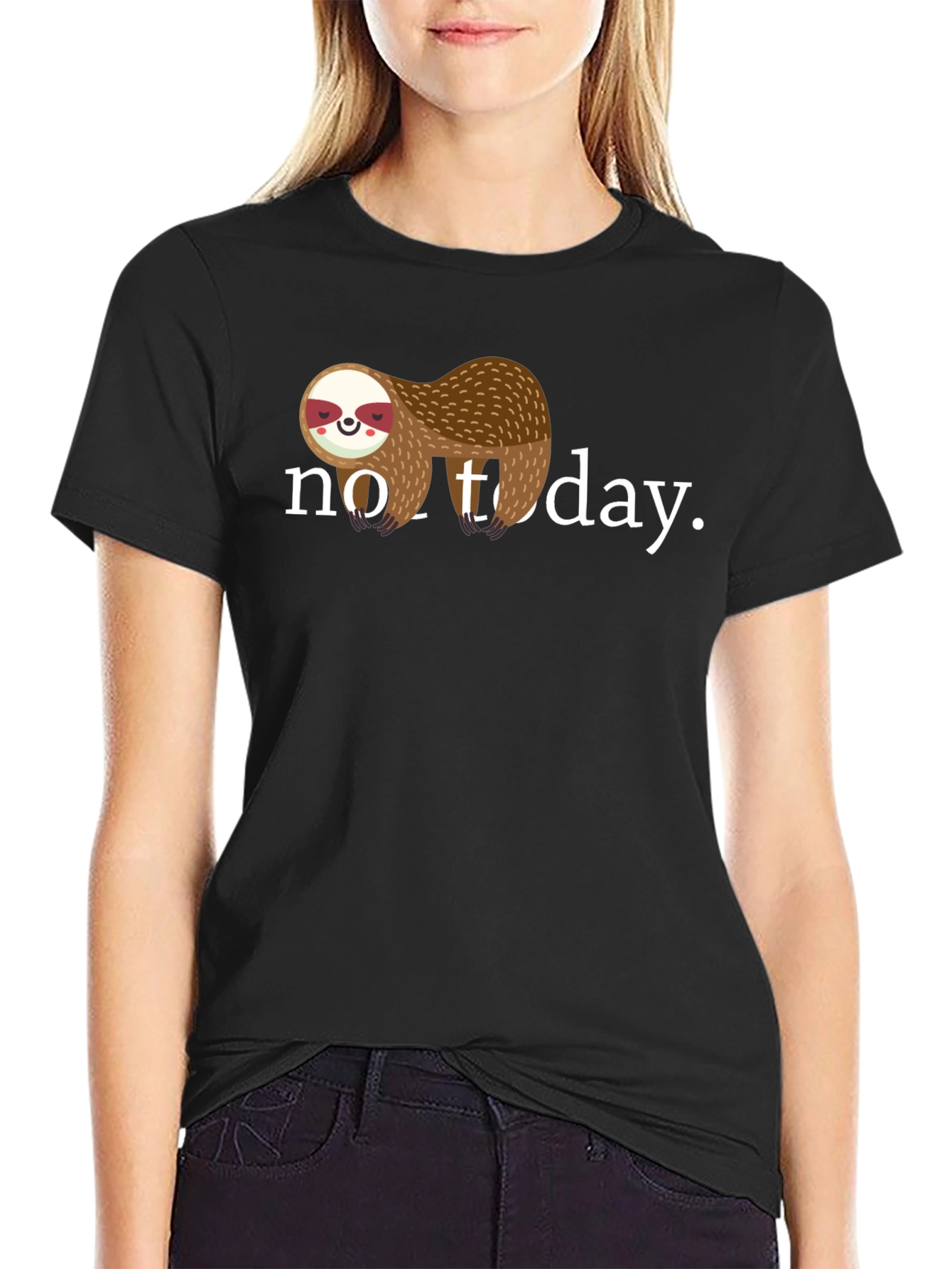Black No Today Sloth Graphic Tee - Relaxed Fit view 2