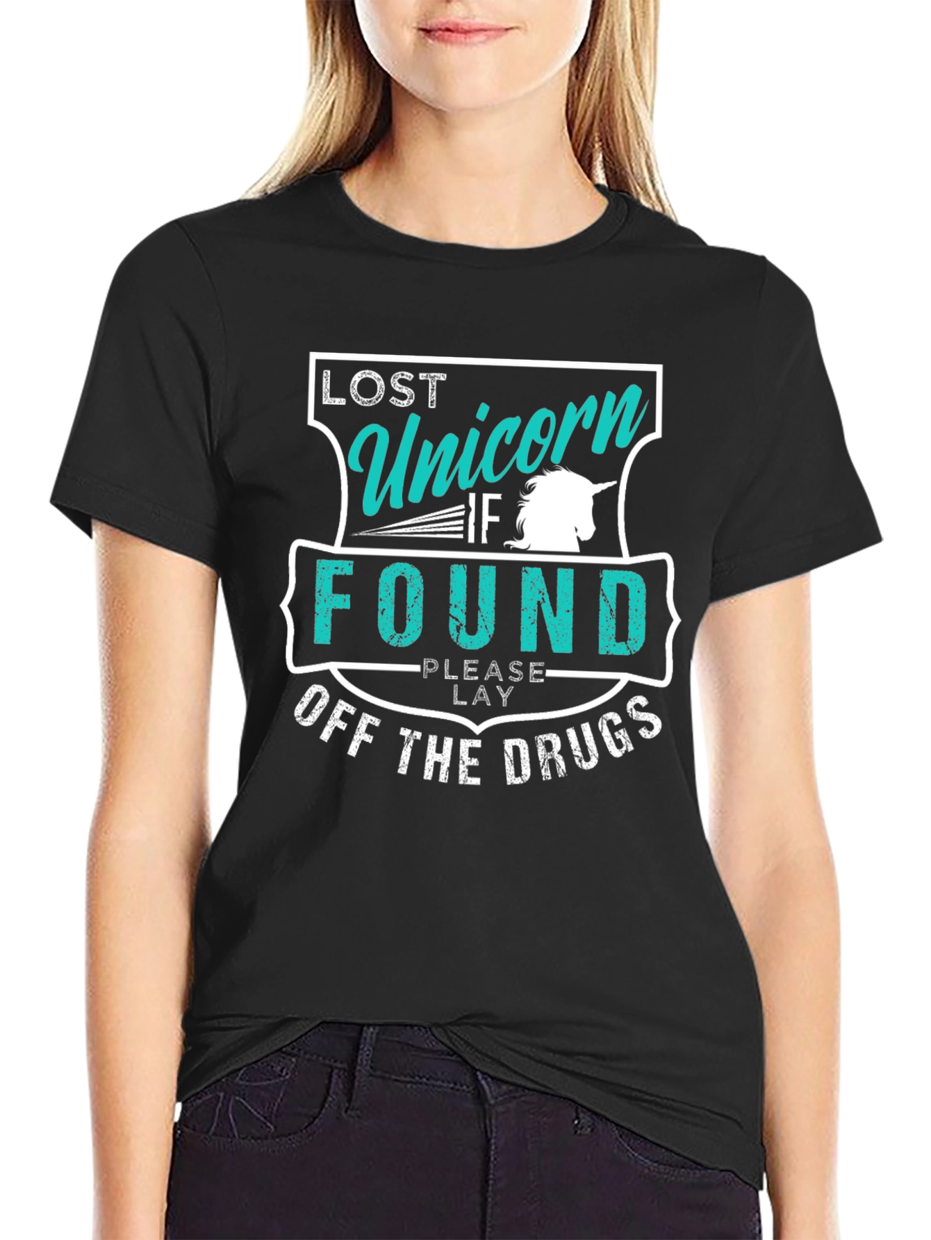 Black Lost Unicorn Humor T-Shirt view 2