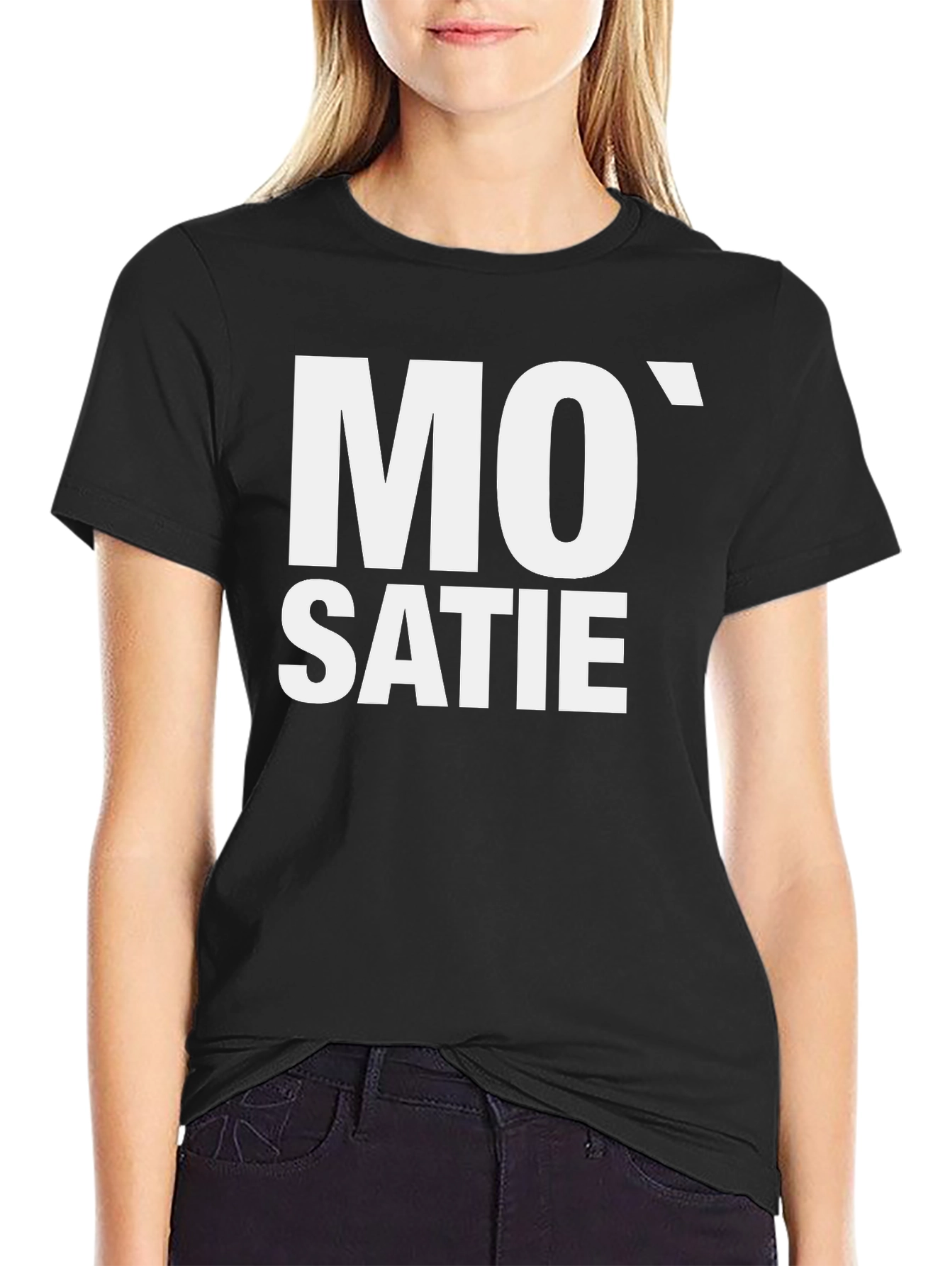Black Mo' Satie Black T-Shirt - Music Inspired Design view 2