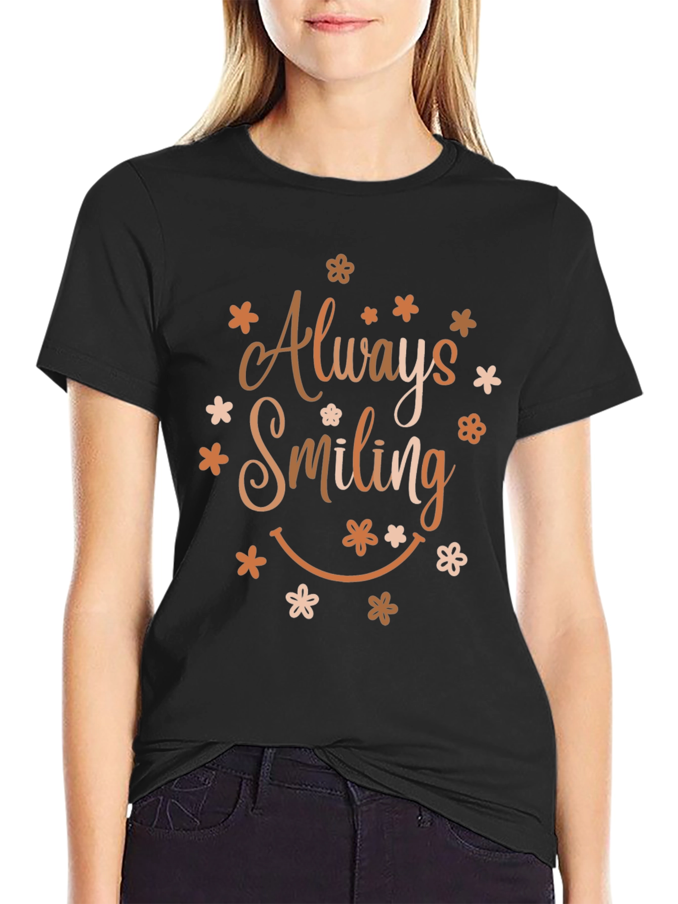 Black Always Smiling Graphic Print T-Shirt view 2