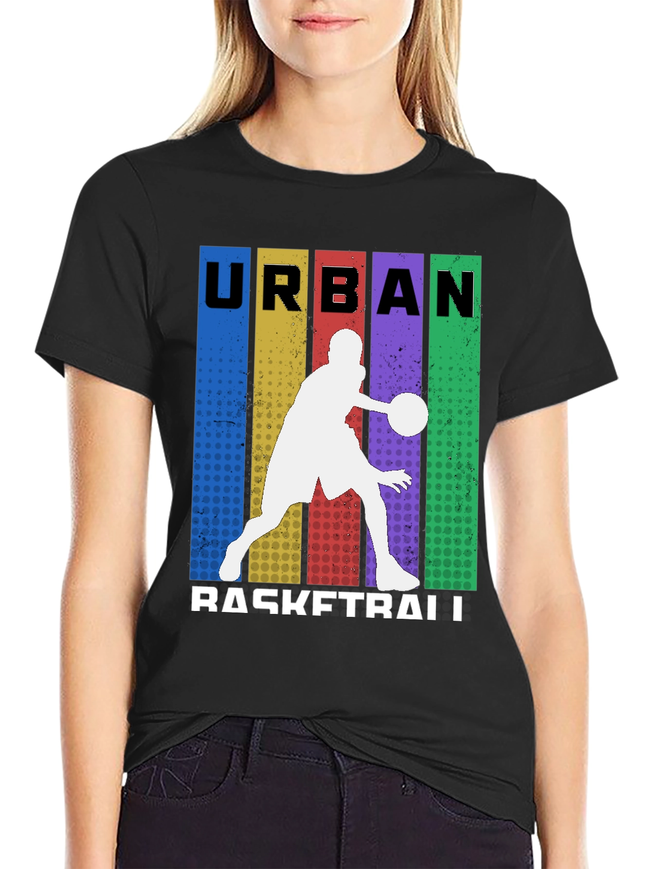 Black Urban Basketball Graphic Tee - Black view 2