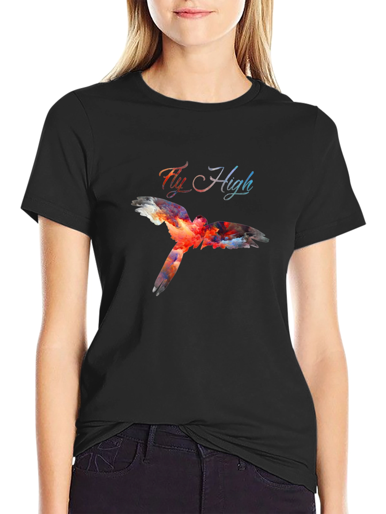 Black Fly High Graphic Tee - Black Bird Design view 2