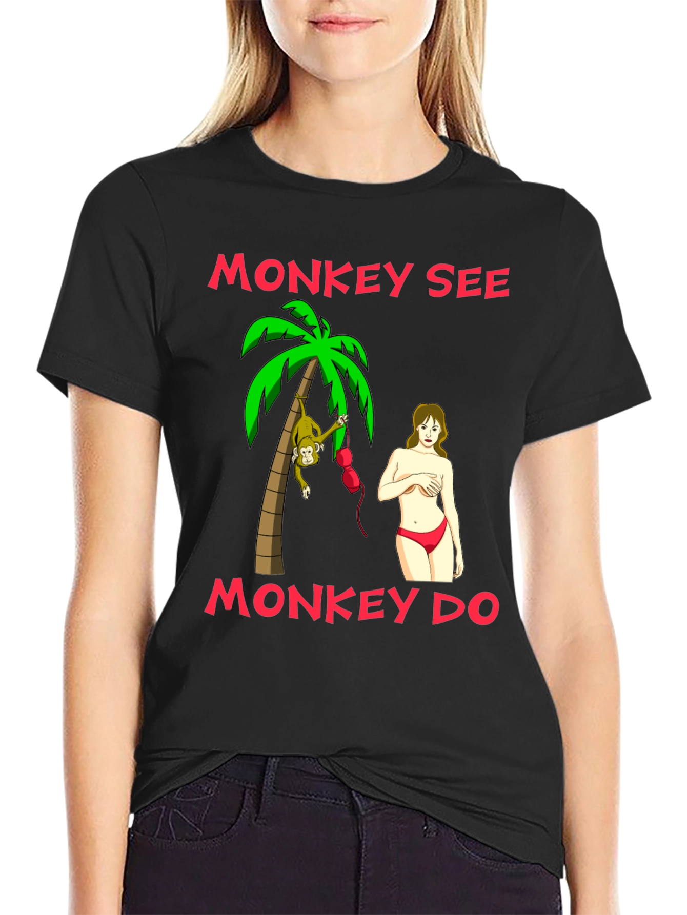 Black Monkey See Monkey Do Graphic T-Shirt view 2