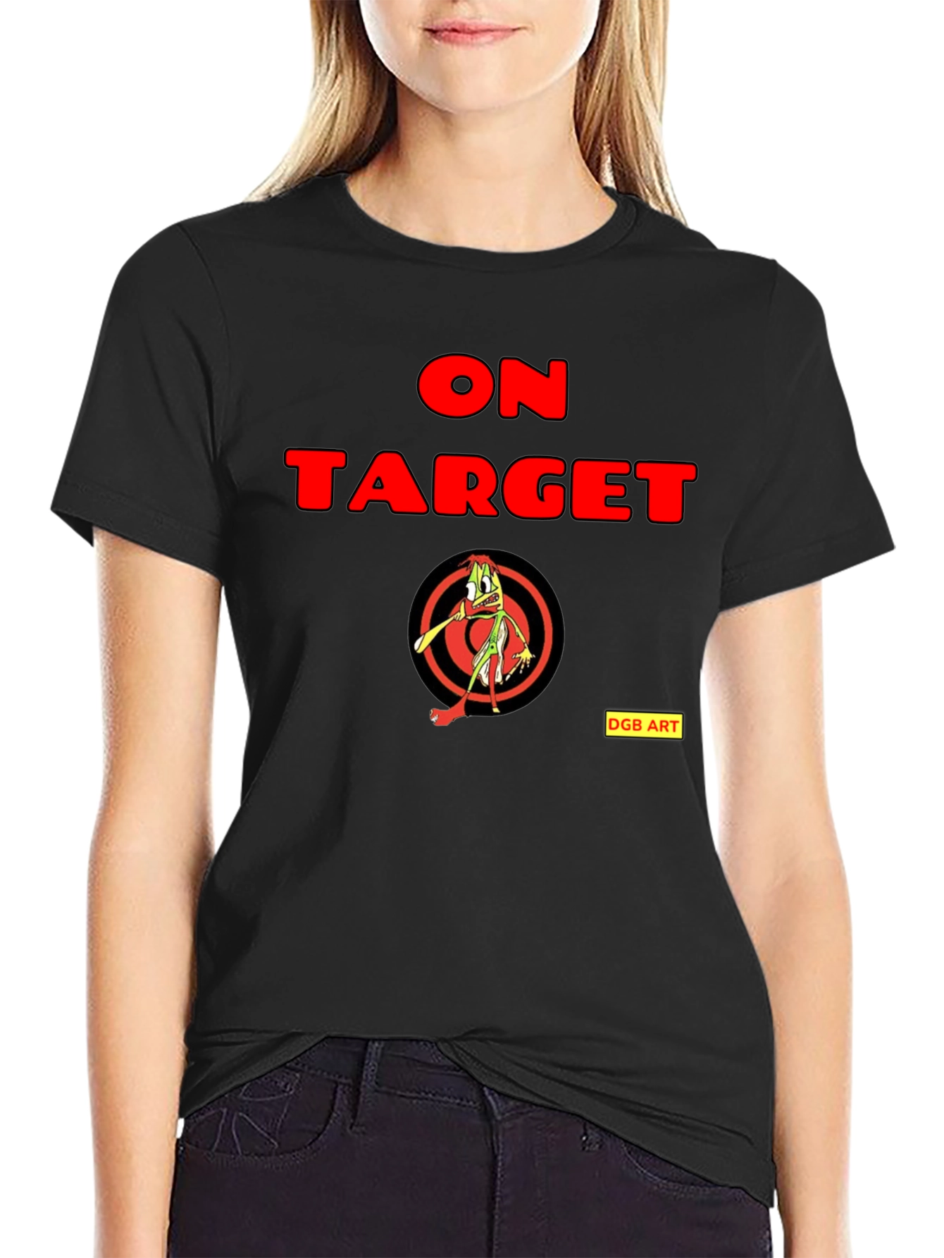Black On Target Graphic Tee - Funny Cartoon Archer view 2