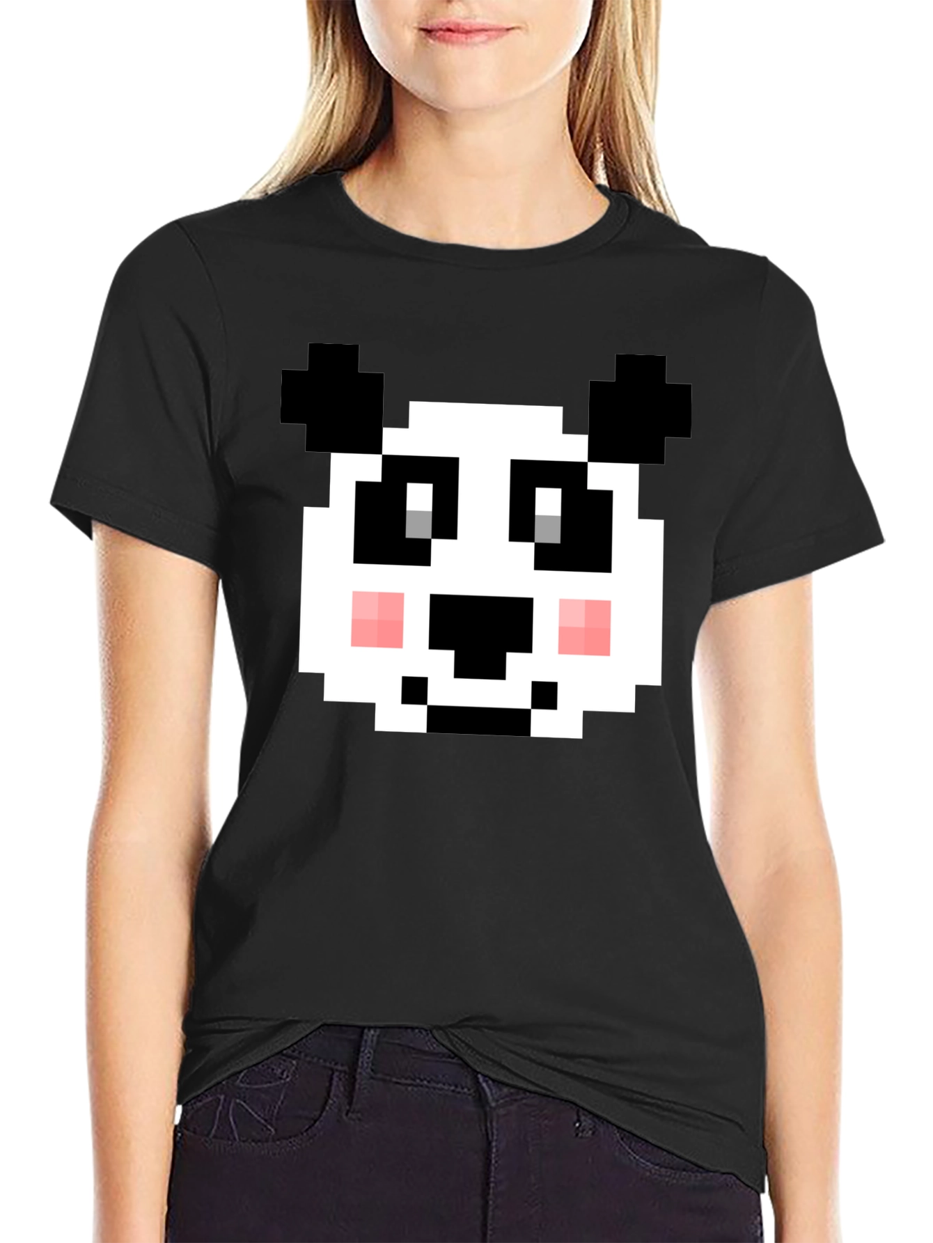 Black Pixel Panda T-Shirt - Gamer Style view 2