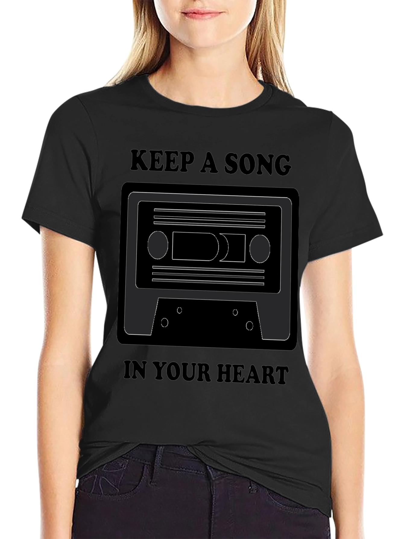 Black Retro Cassette Tape T-Shirt view 2