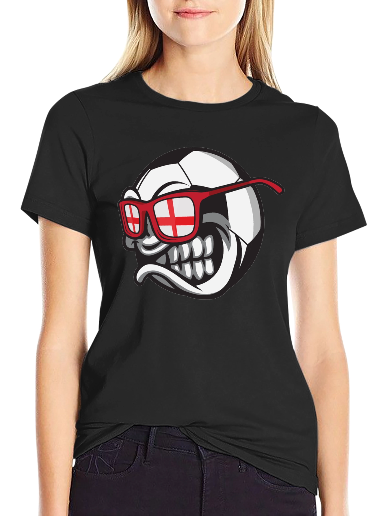 Black England Soccer Ball Graphic T-Shirt view 2