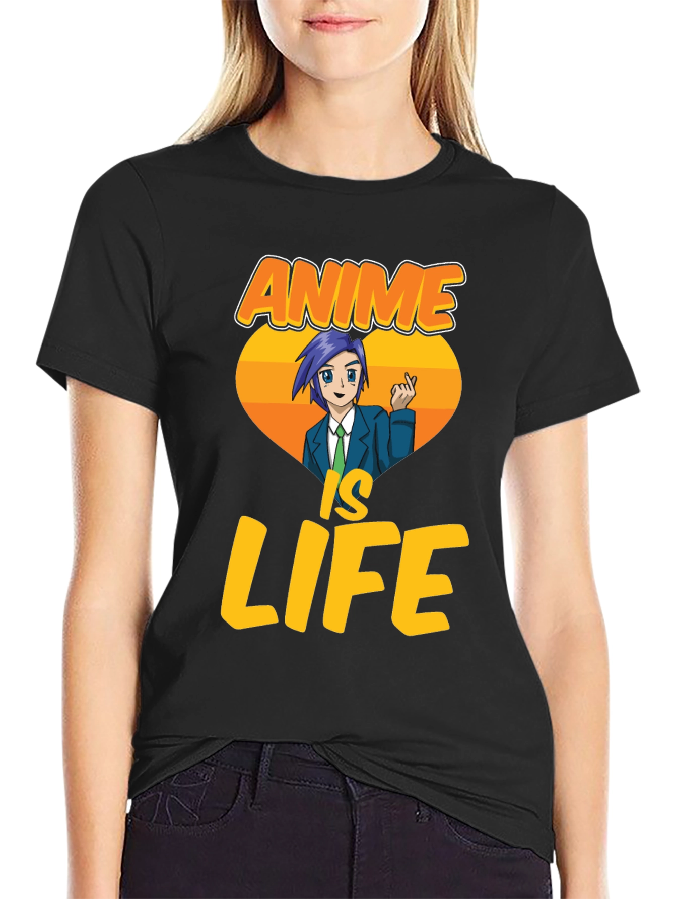 Black Anime Is Life Graphic T-Shirt - Black view 2