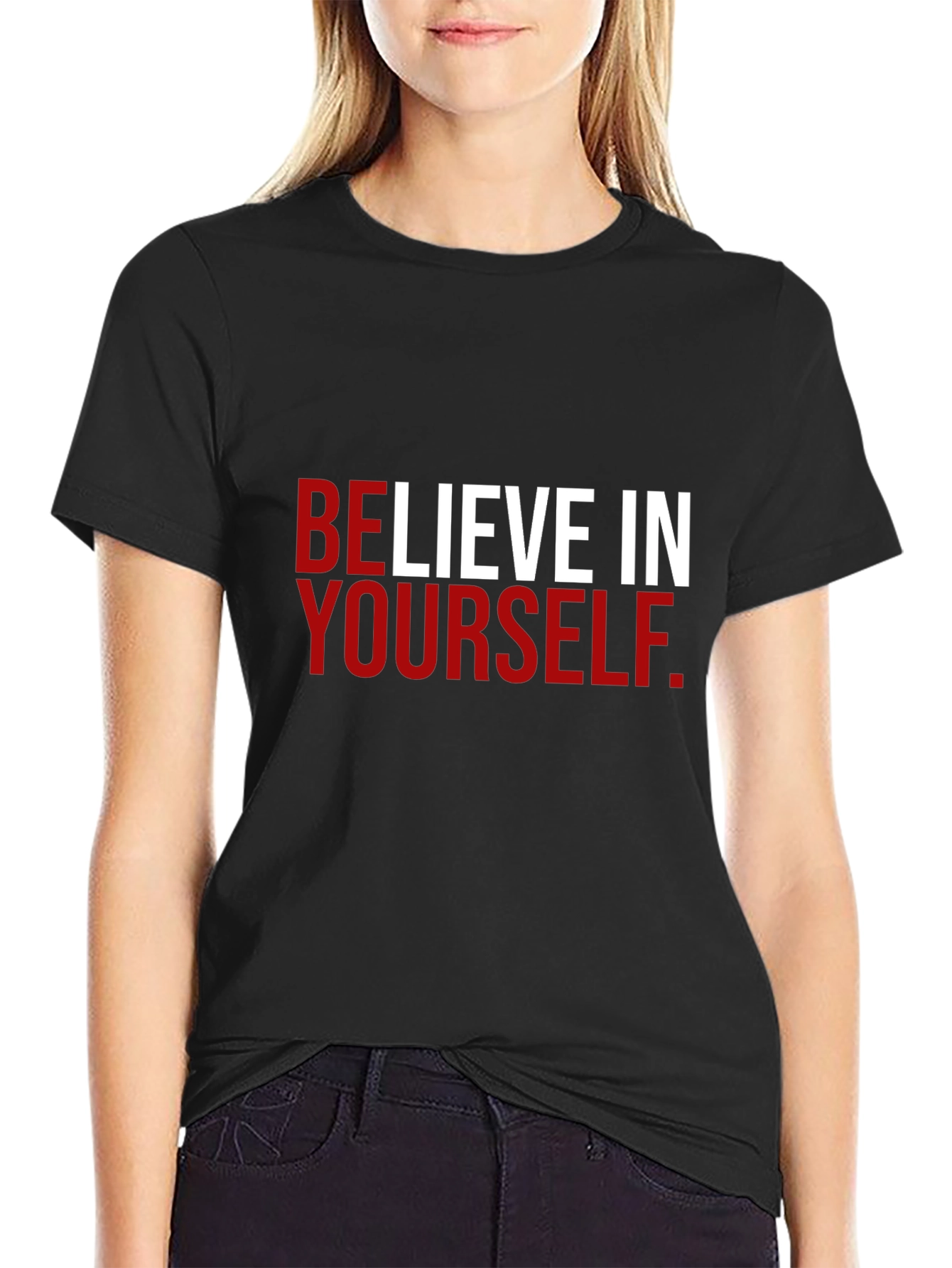 Black Believe in Yourself Black Graphic Tee view 2