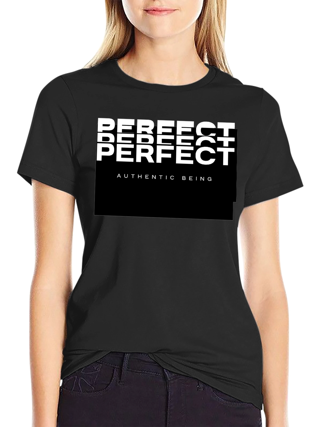 Black Perfect Authentic Being Graphic Tee - Black view 2