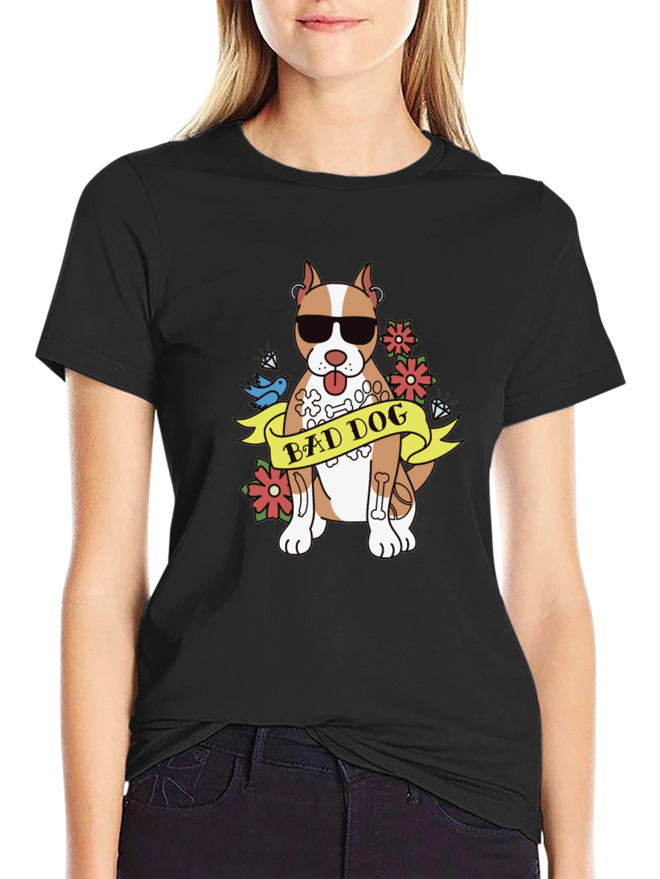 Black Bad Dog Graphic T-Shirt view 2