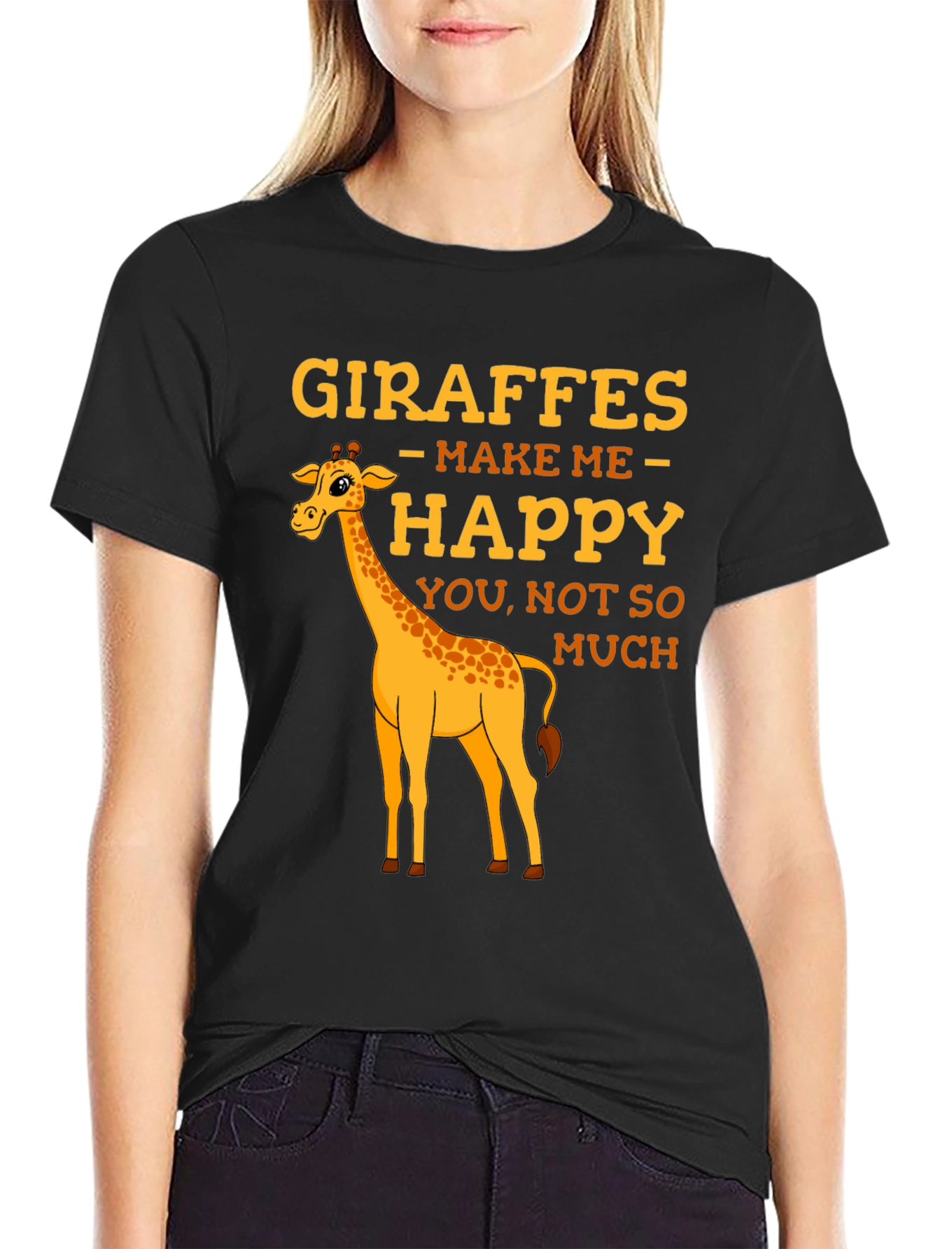 Black Giraffe T-Shirt: Makes Me Happy Graphic Tee view 2