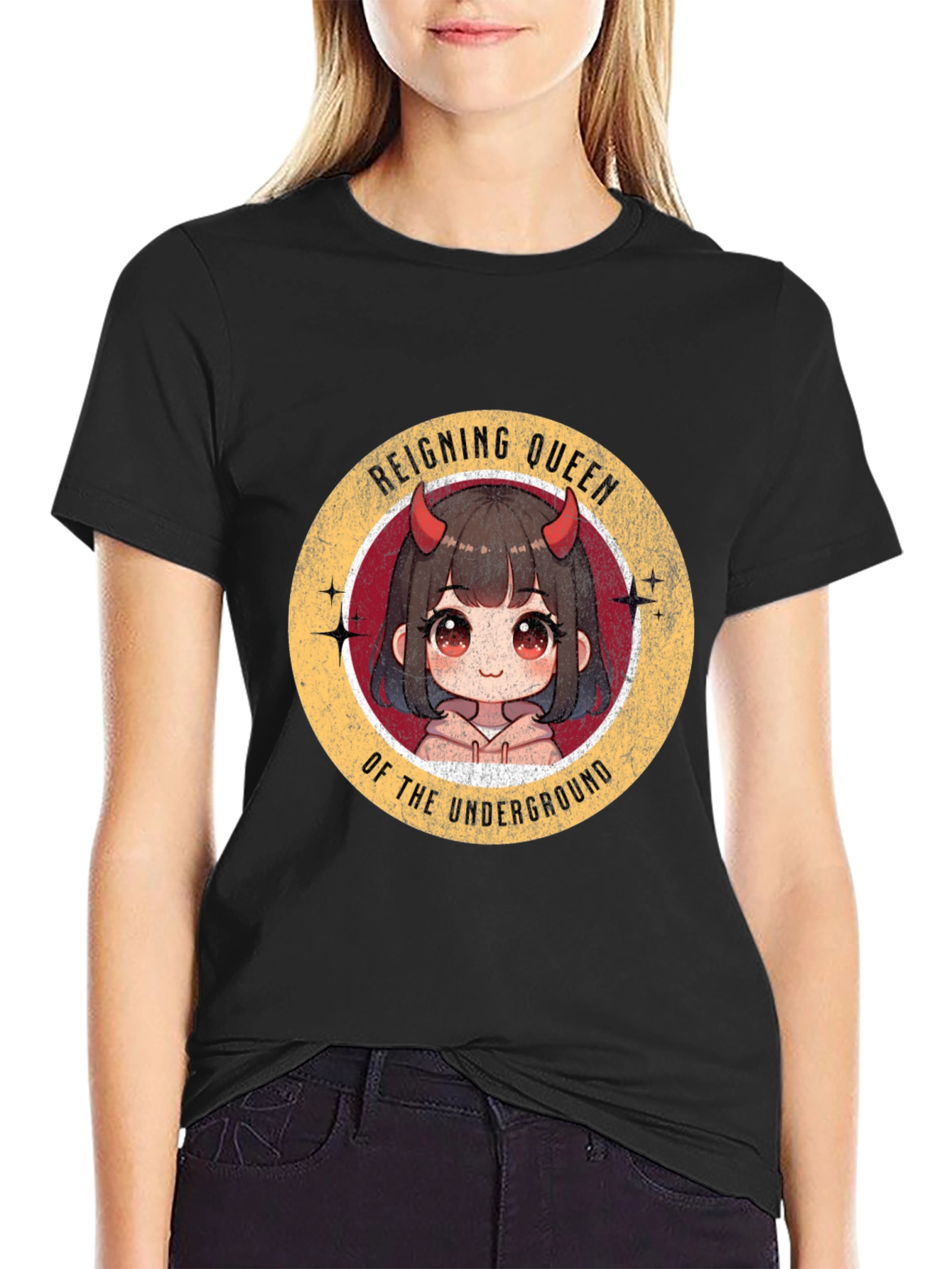 Black Reigning Queen Underground Anime T-Shirt view 2