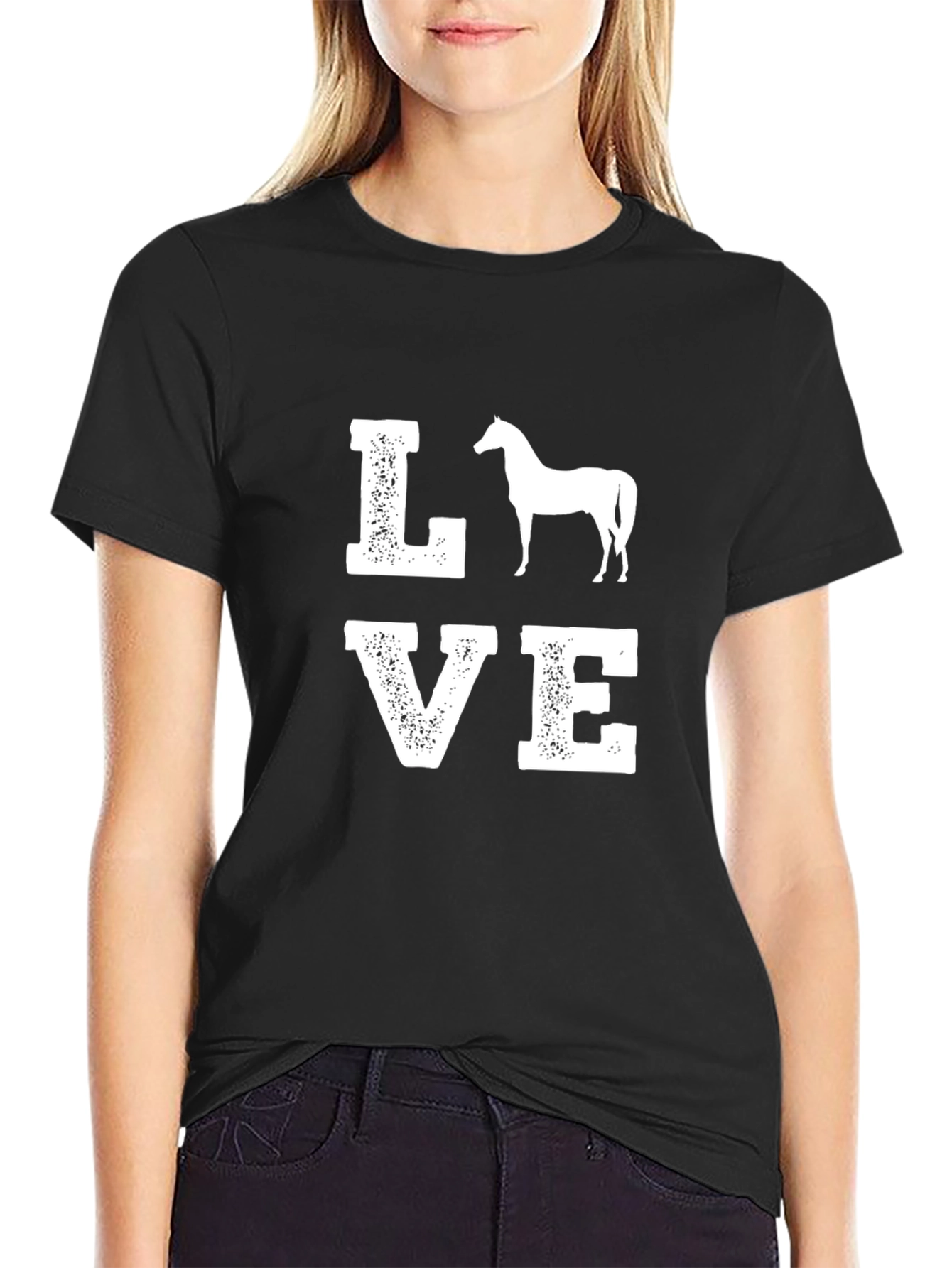 Black Love Horse Black T-Shirt view 2