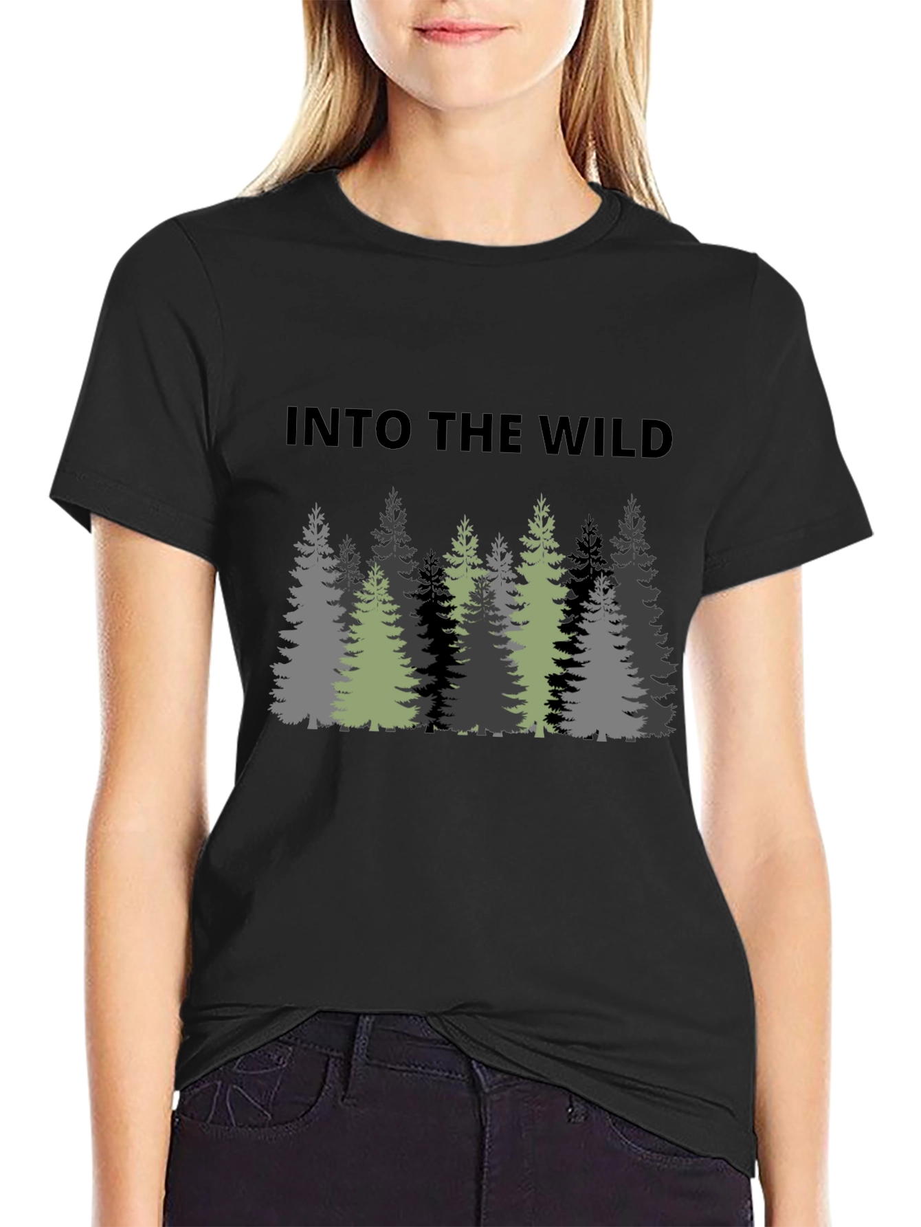 Black Into The Wild Graphic Print Black T-Shirt view 2