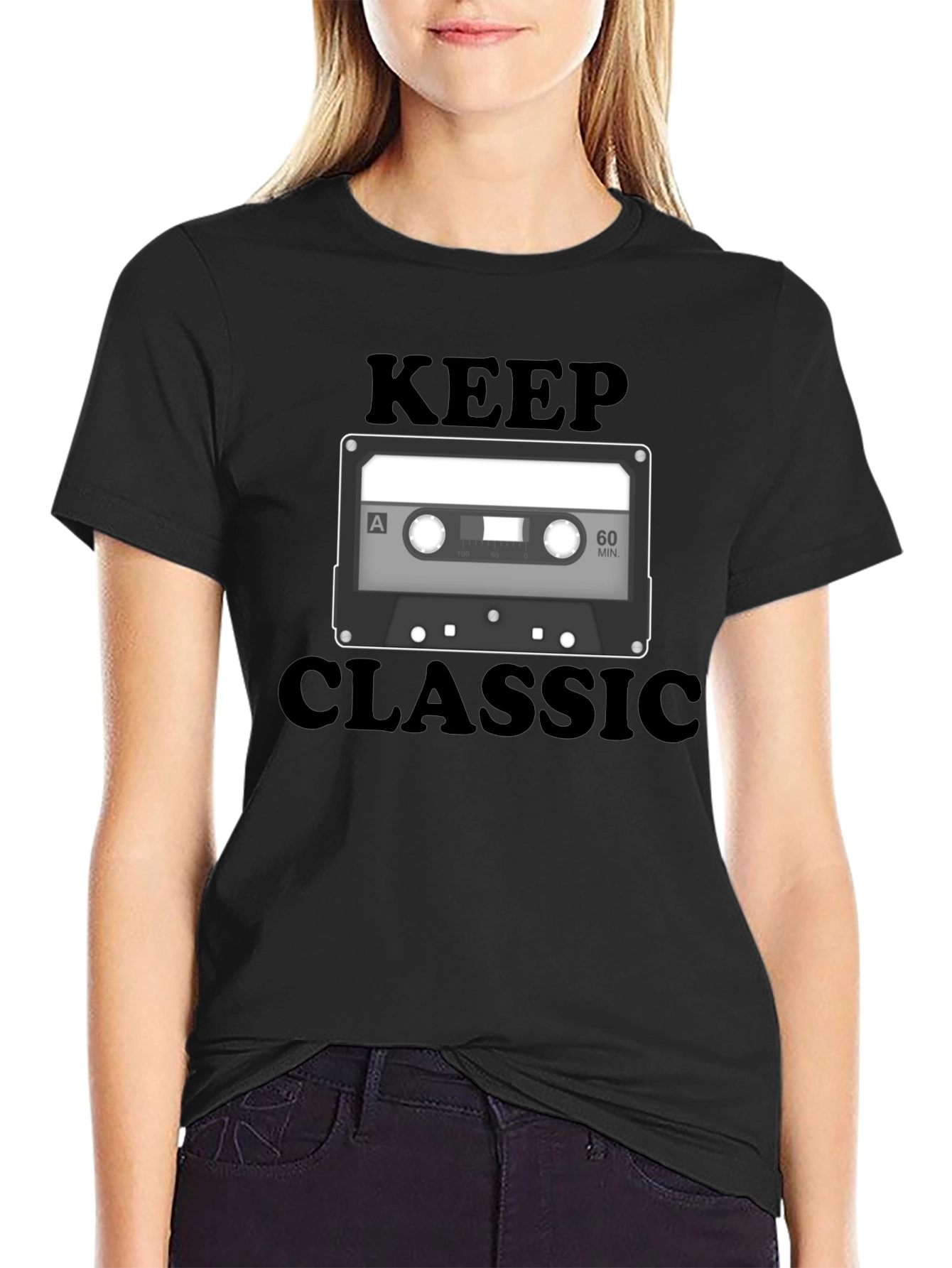 Black Keep Classic Retro Cassette Tape T-Shirt view 2