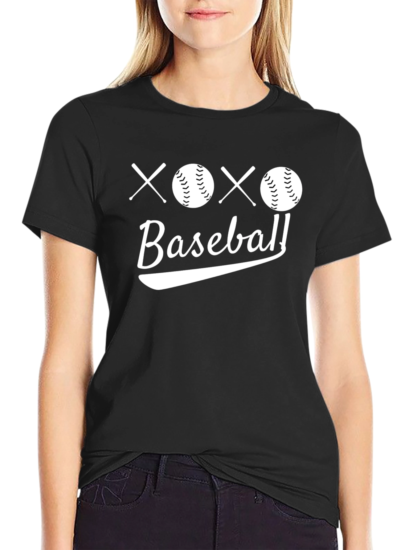 Black XOXO Baseball Graphic T-Shirt - Stylish Sportswear view 2