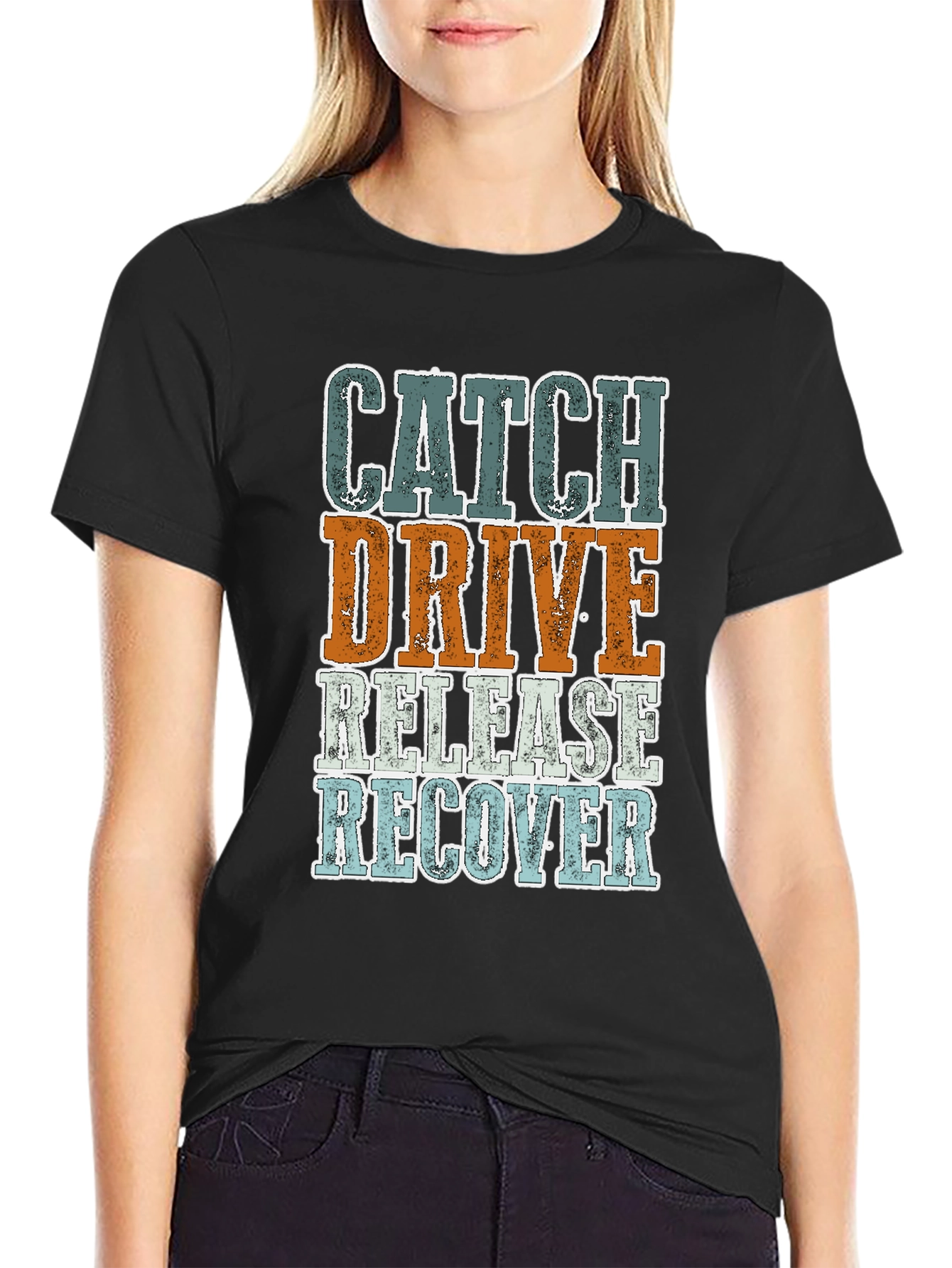 Black Catch Drive Release Recover Graphic Tee view 2