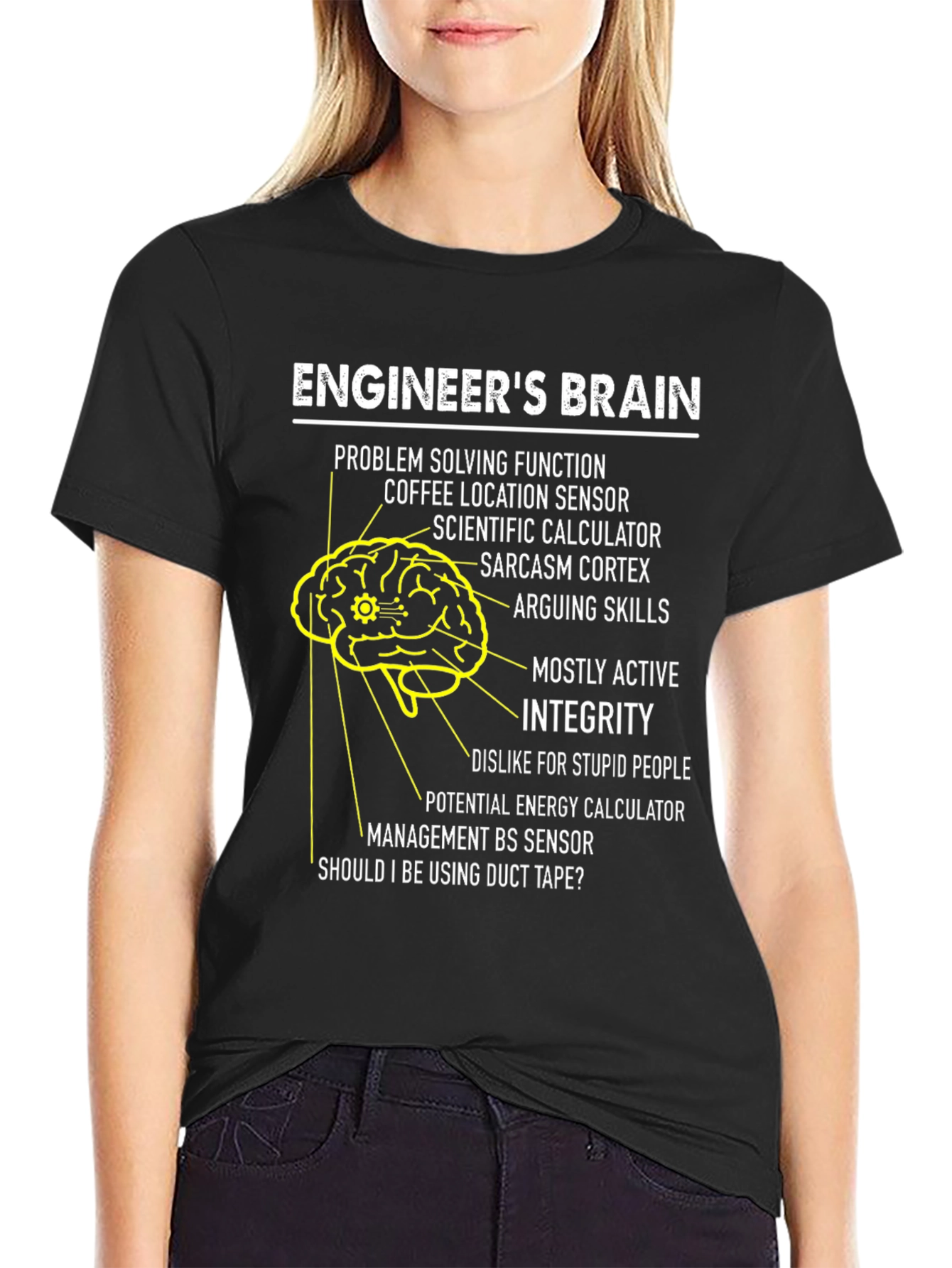 Black Engineer's Brain T-Shirt: Problem Solving Humor view 2