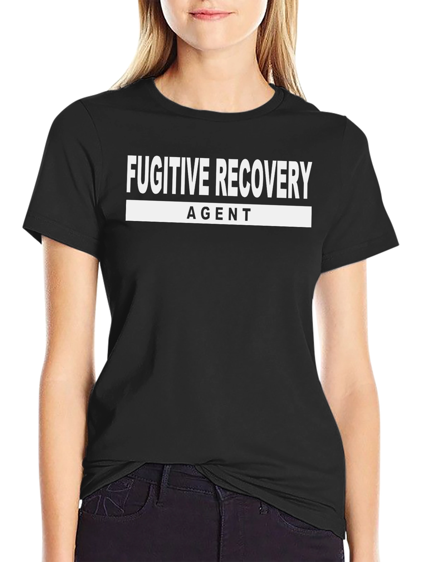 Black Fugitive Recovery Agent Graphic Tee view 2