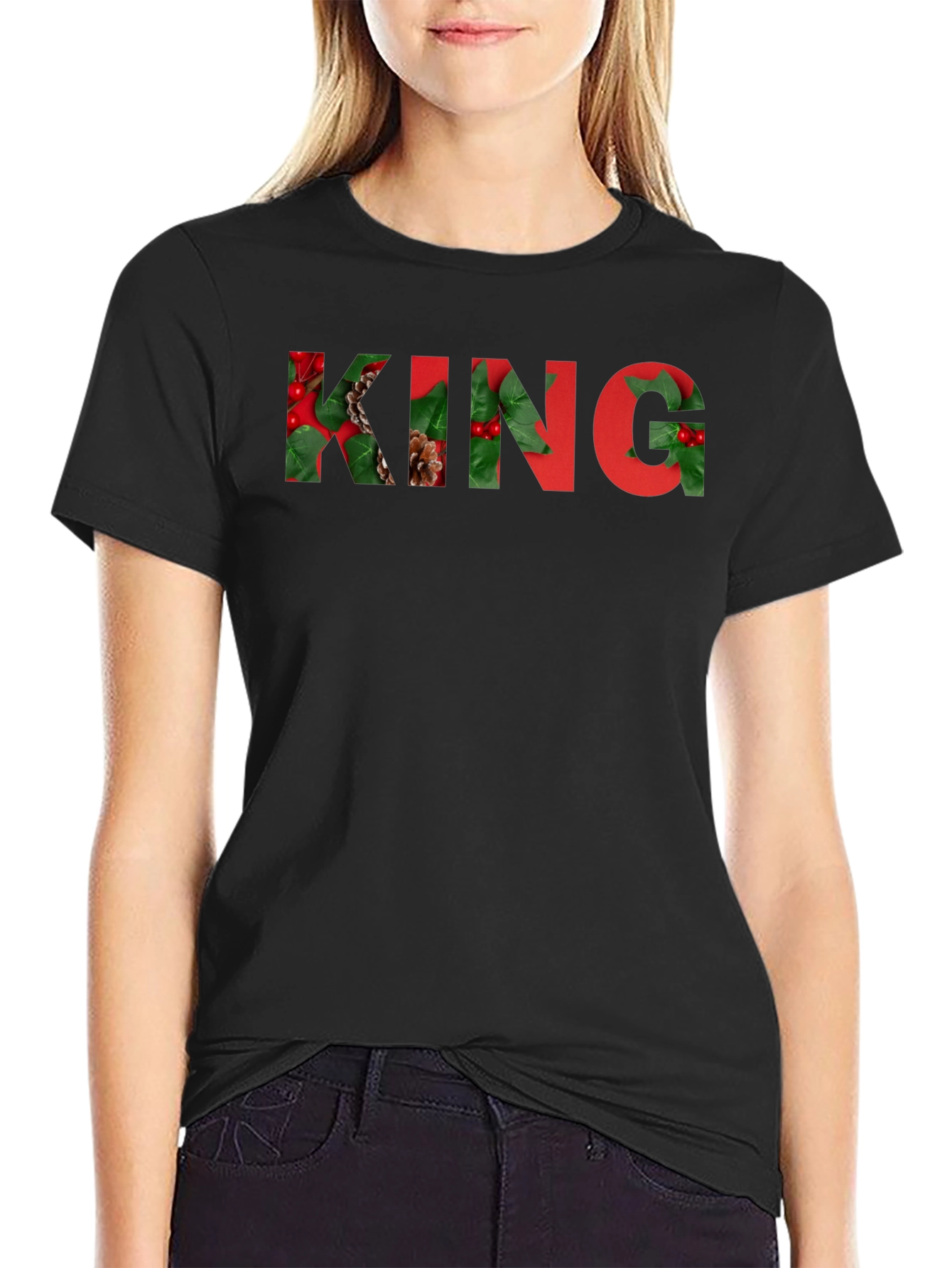 Black King Holiday T-Shirt - Festive Design view 2