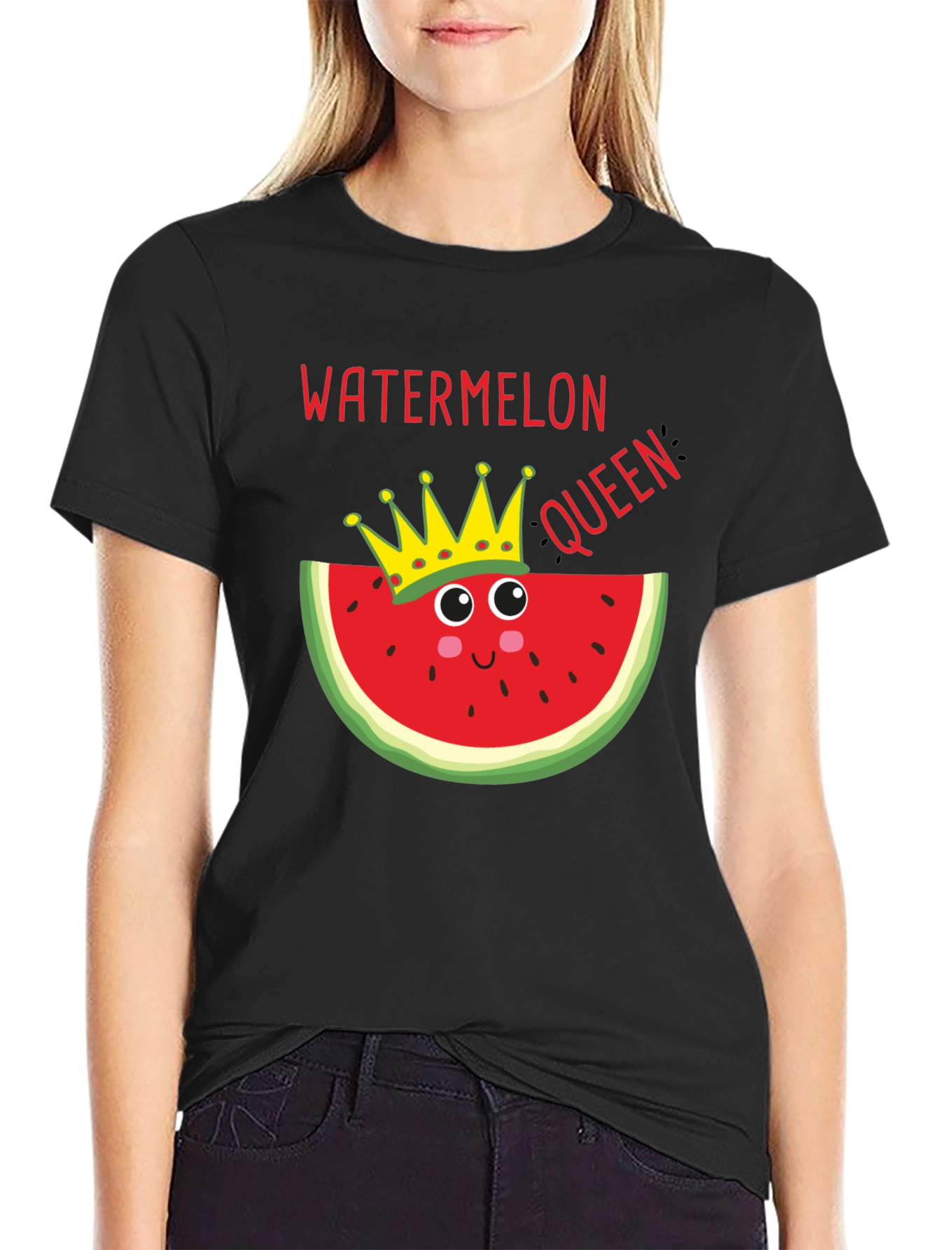 Black Watermelon Queen T-Shirt - Funny Summer Tee view 2