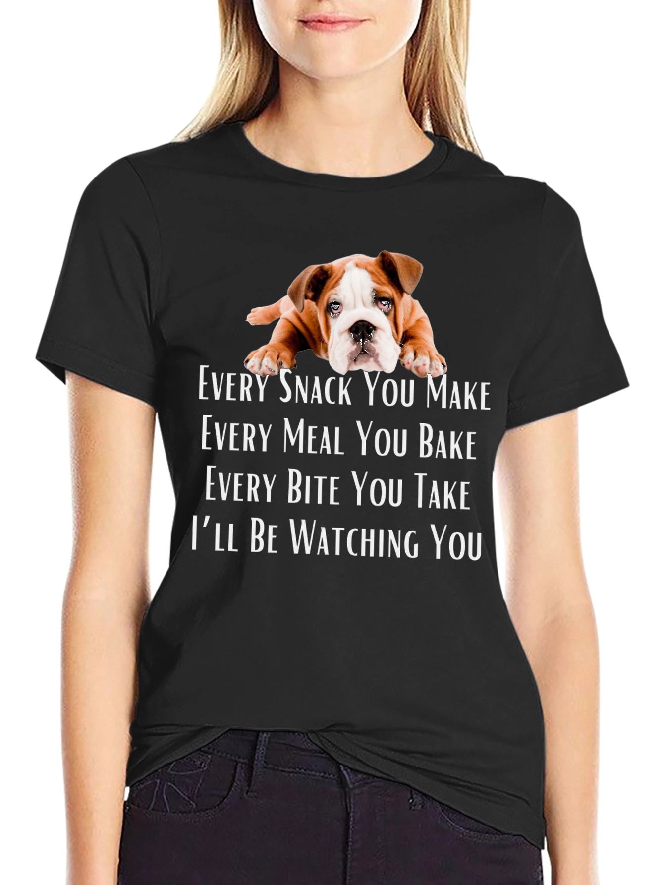 Black Dog Watching You T-Shirt - Funny Pet Lover Tee view 2