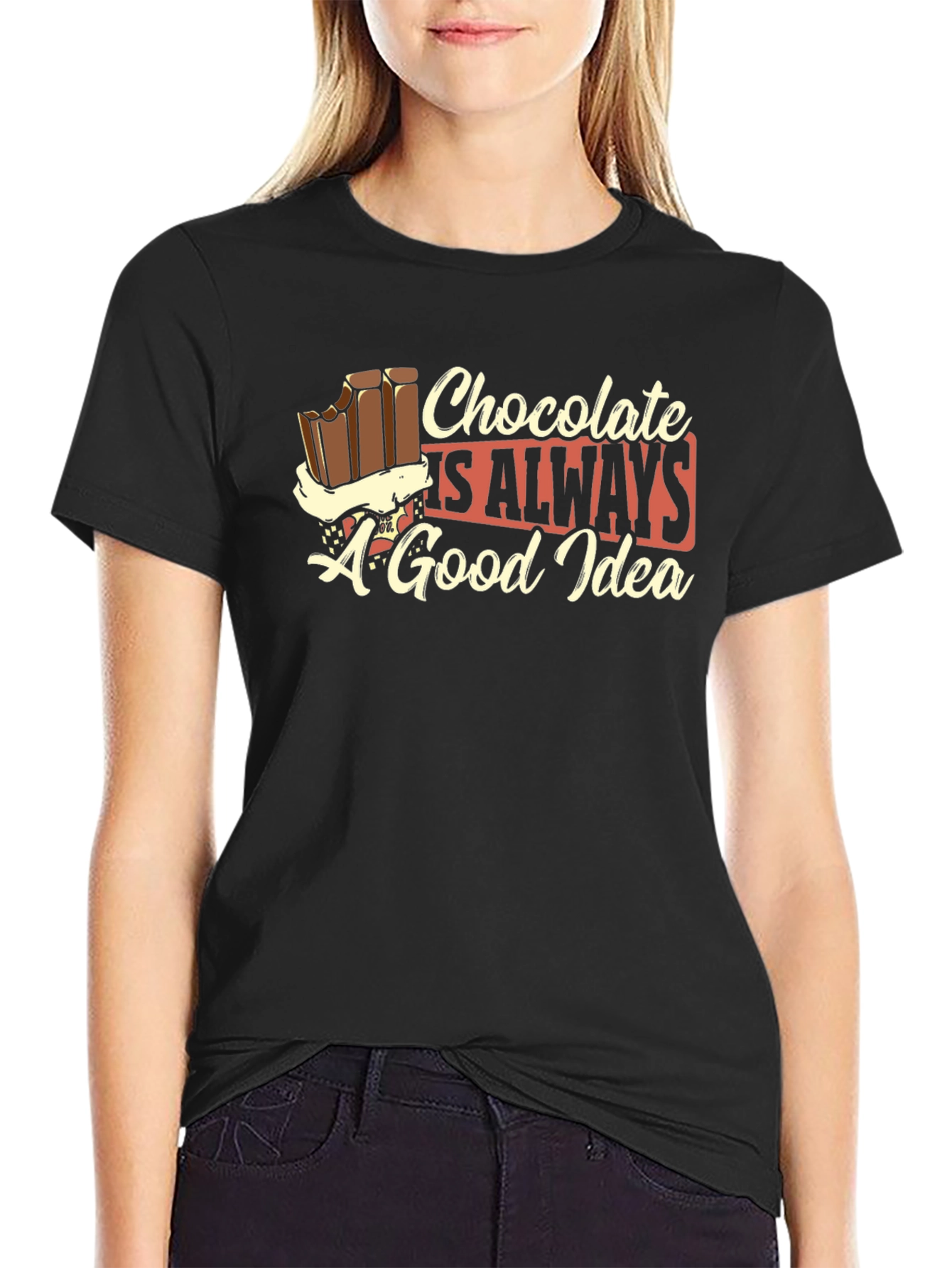 Black Chocolate is Always a Good Idea Black T-Shirt view 2