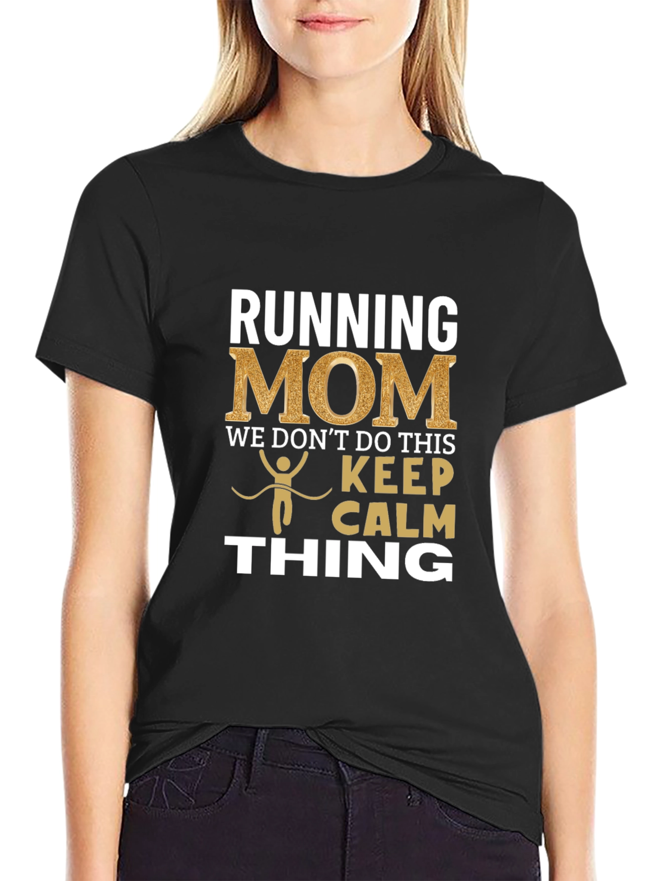 Black Running Mom T-Shirt - Keep Calm Thing view 2