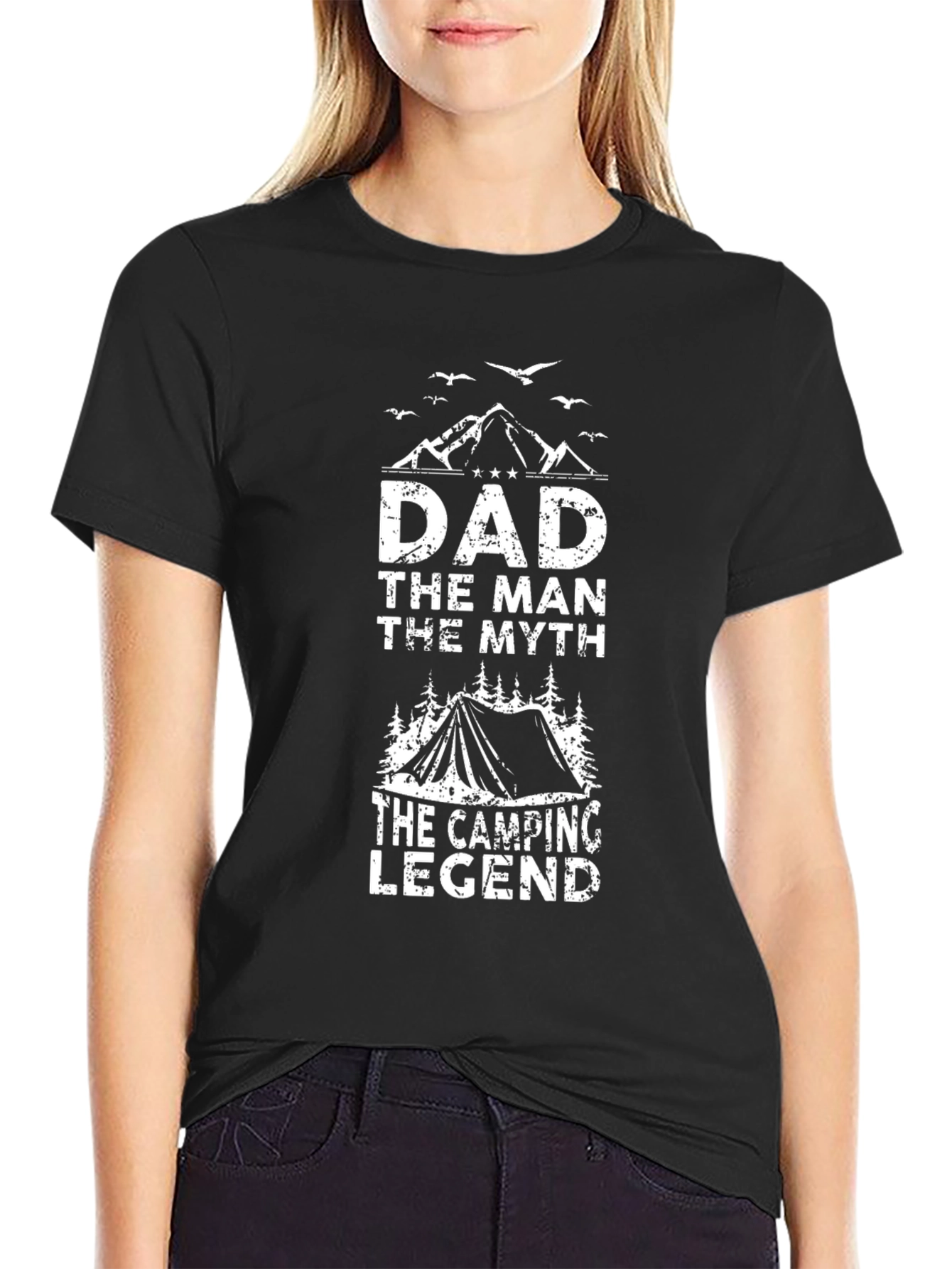 Black Dad the Camping Legend Graphic Tee - Black view 2