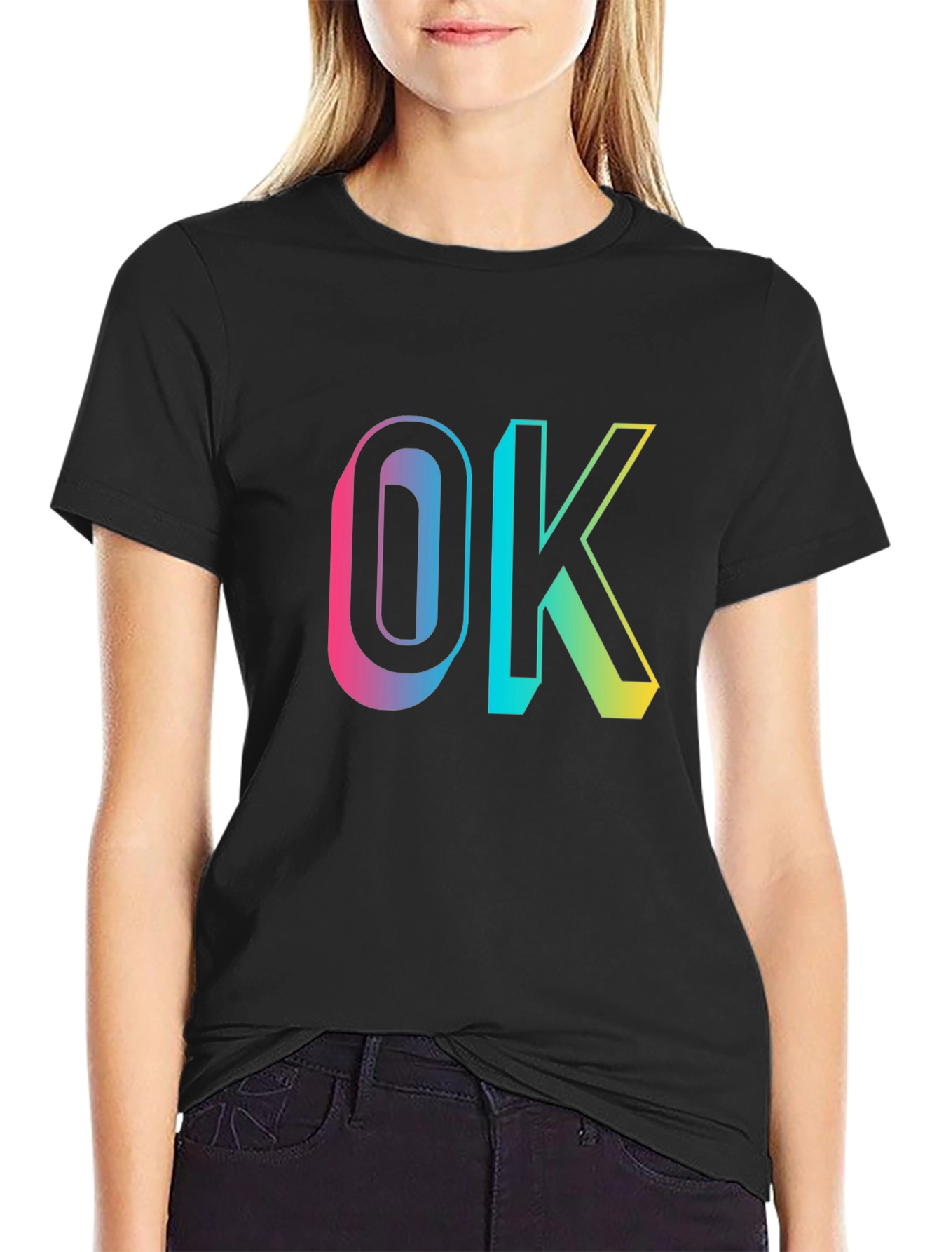 Black OK Gradient Graphic Tee - Casual Comfort view 2