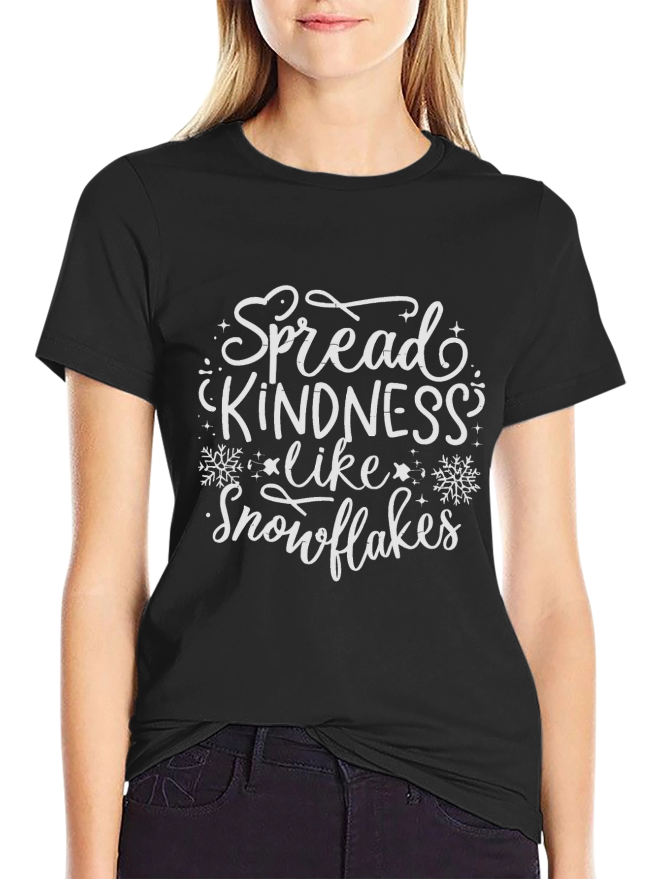 Black Spread Kindness Like Snowflakes Graphic Tee view 2