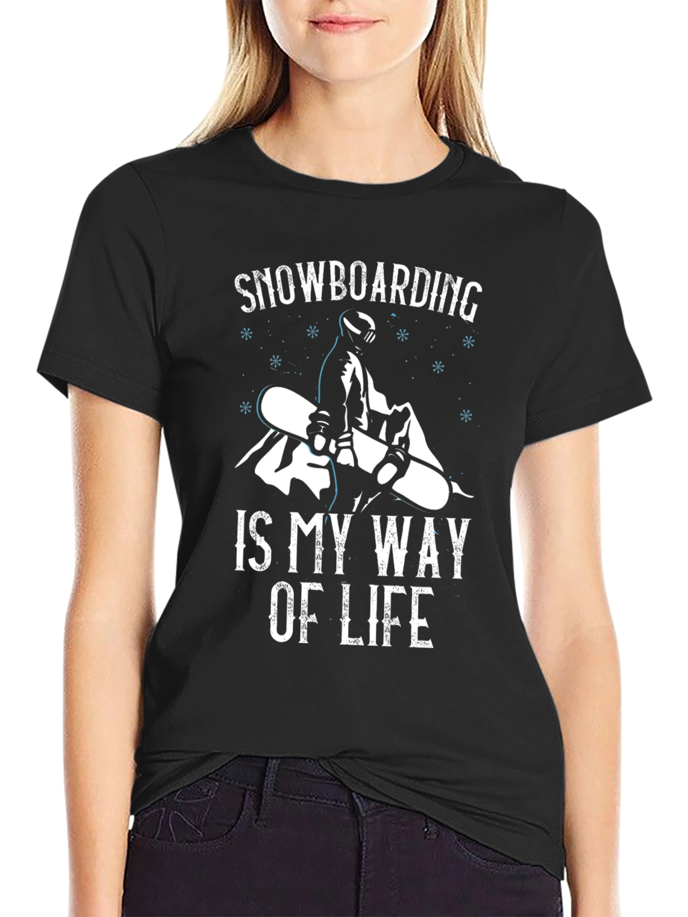 Black Snowboarding Is My Way Of Life T-Shirt view 2