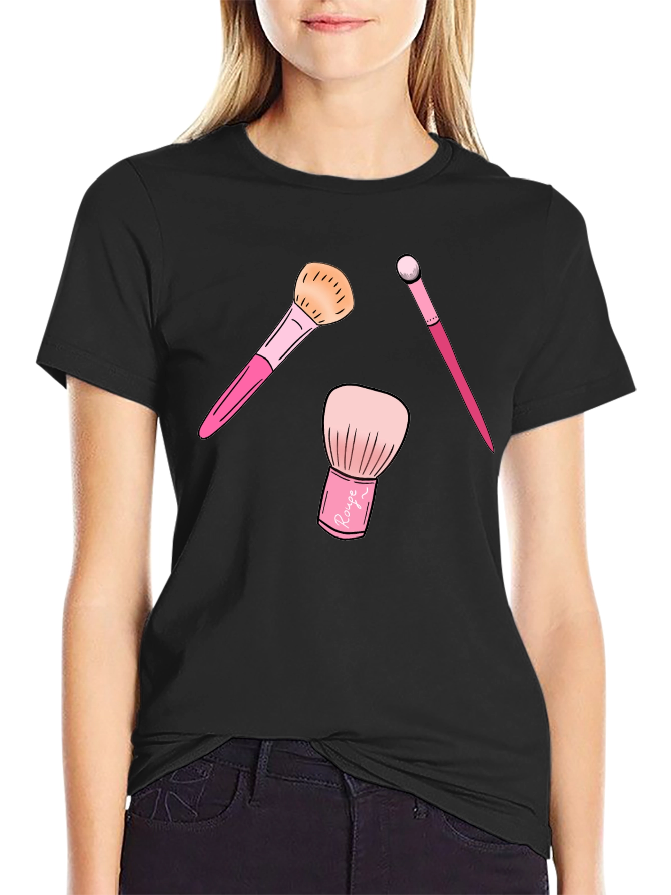 Black Makeup Brush T-Shirt - Stylish Graphic Tee view 2