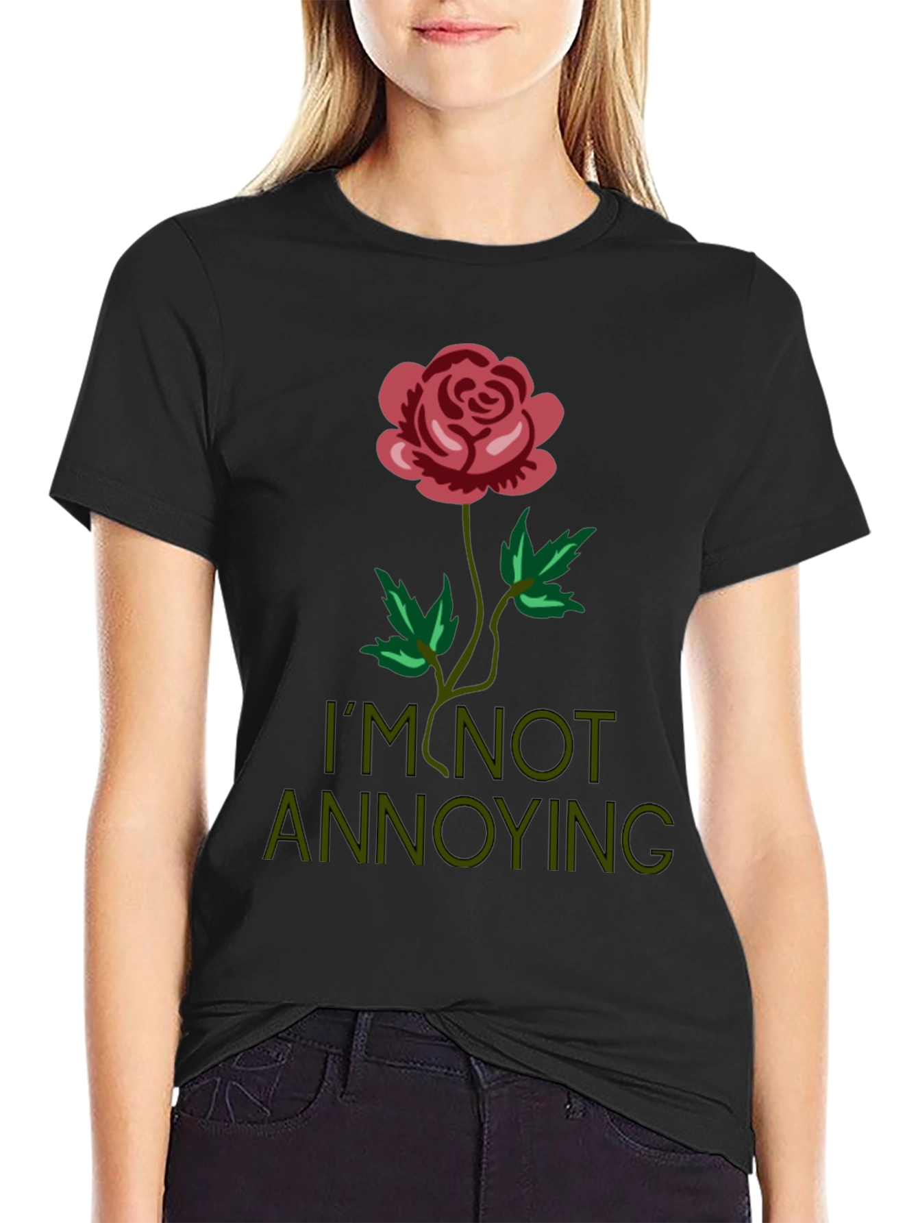Black Rose Graphic Tee - I'm Not Annoying T-Shirt view 2