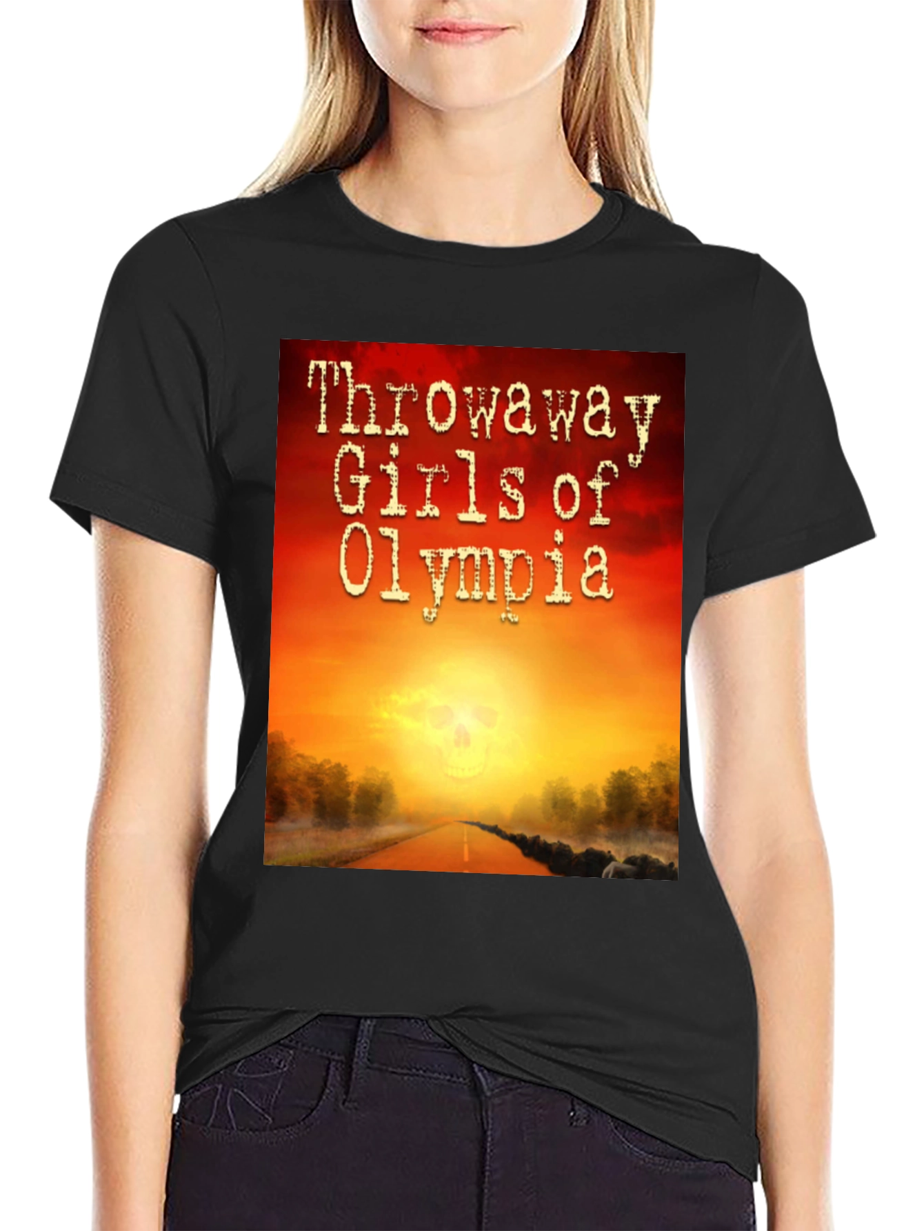 Black Throwaway Girls of Olympia T-Shirt view 2