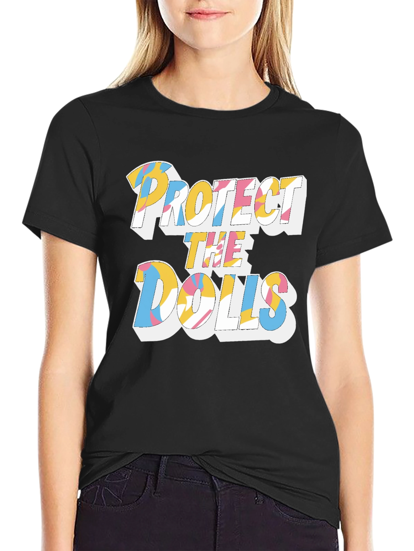 Black Protect the Dolls Graphic Print Tee view 2